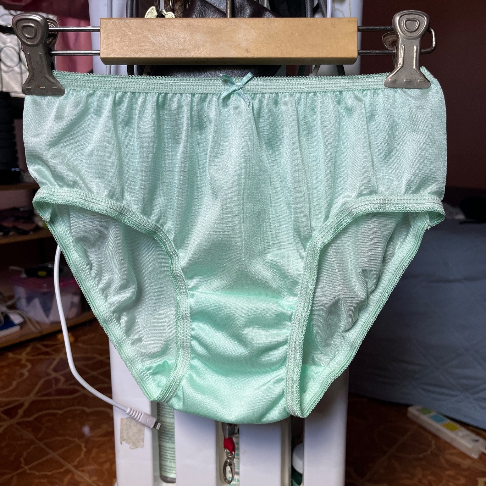 Nylon Feminine Classic Briefs Silk Retro Comfortable Light Green Vintage Panties