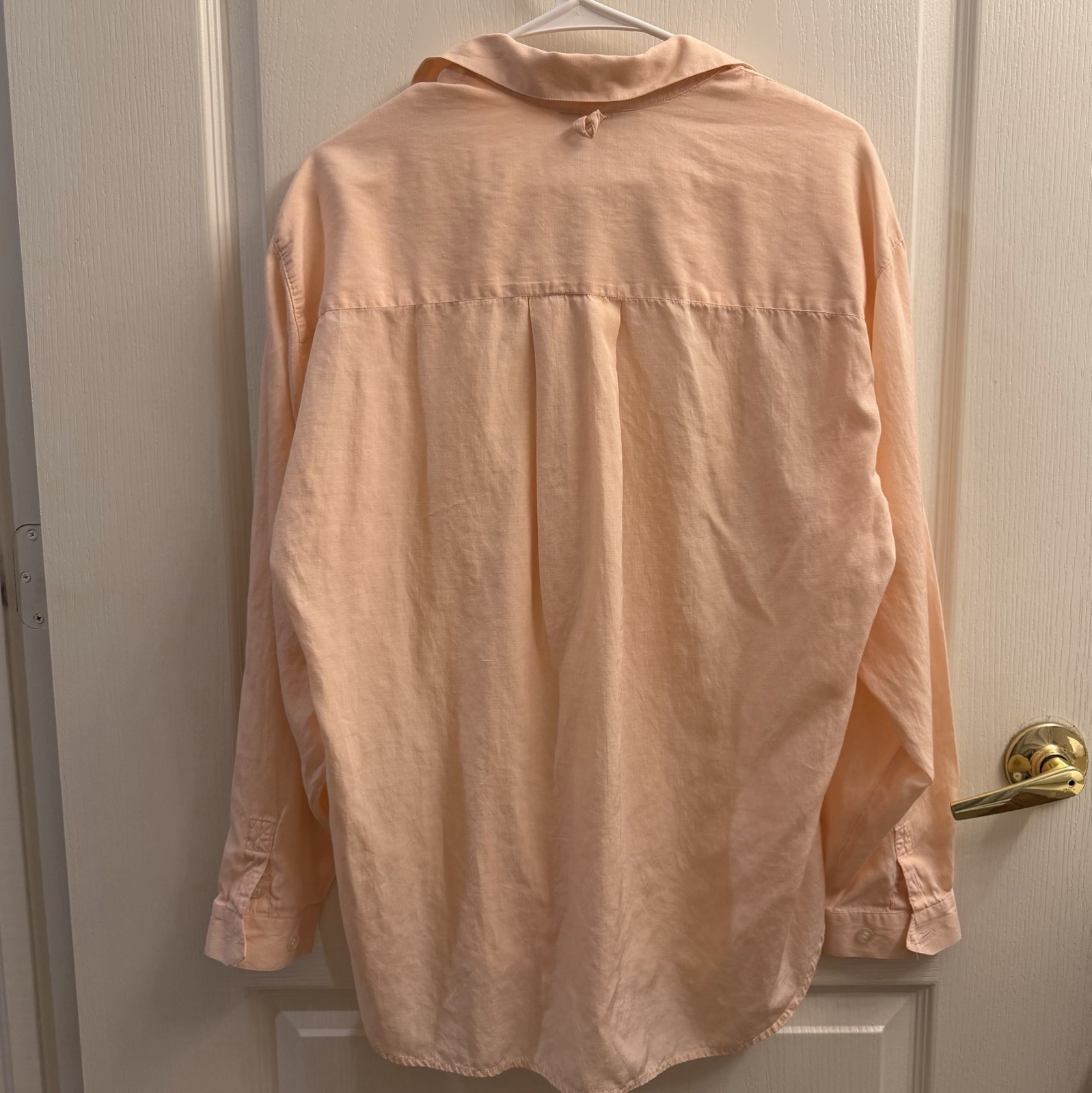 Perry Ellis America Silk Blend Button Down Shirt M Peach Pink Vintage