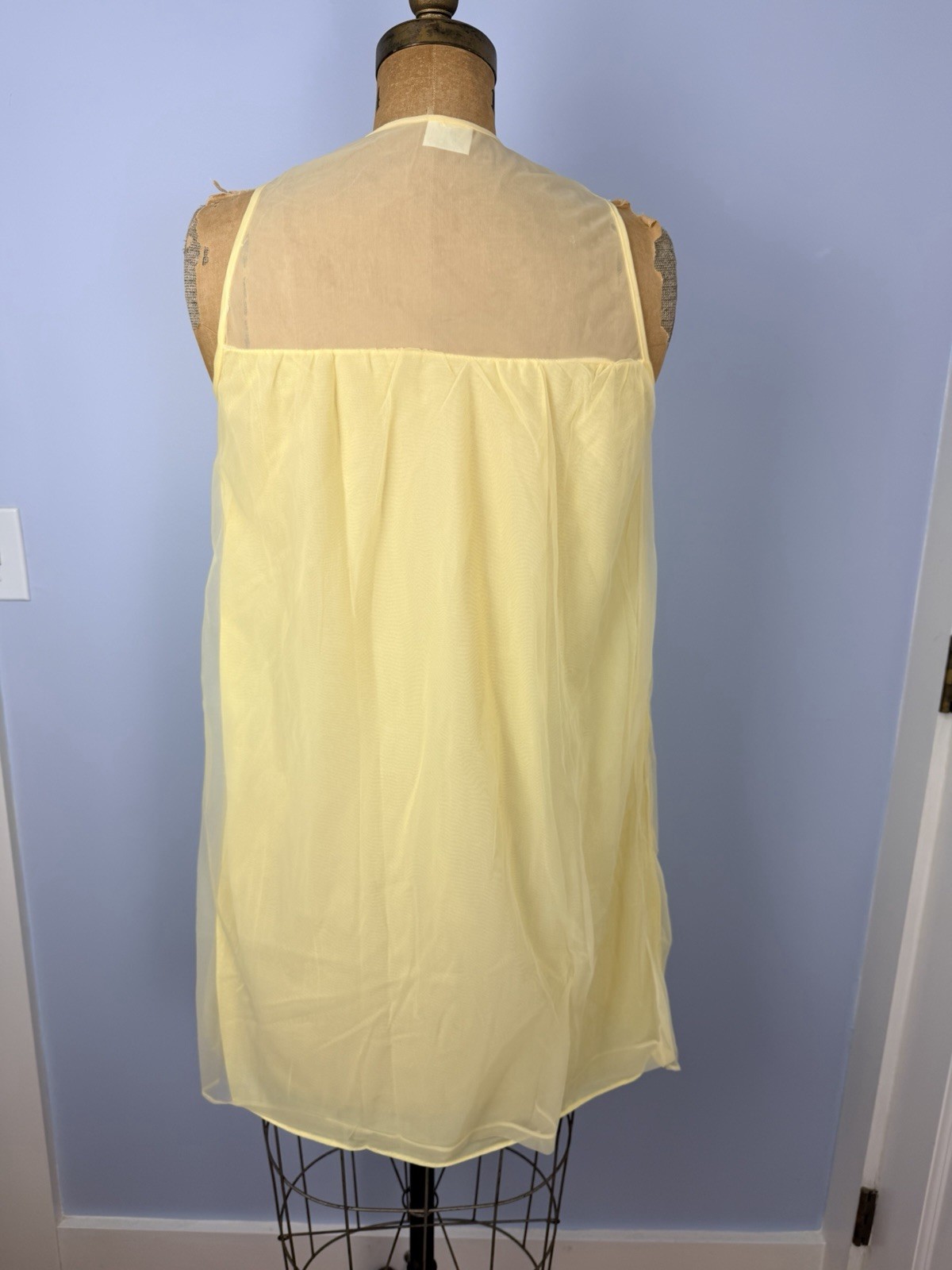 Vintage Fashioned by Belinda Yellow Chiffon Nightgown S Negligee Sheer Sleepwear