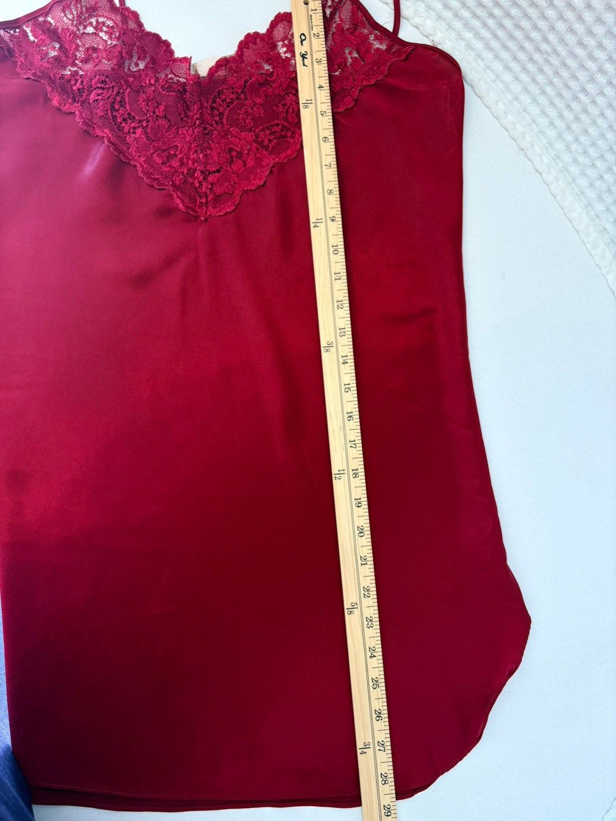 Vintage Alexandra Nicole Red Satin And Lace Chemise Nightgown Slip Dress 90s Y2K