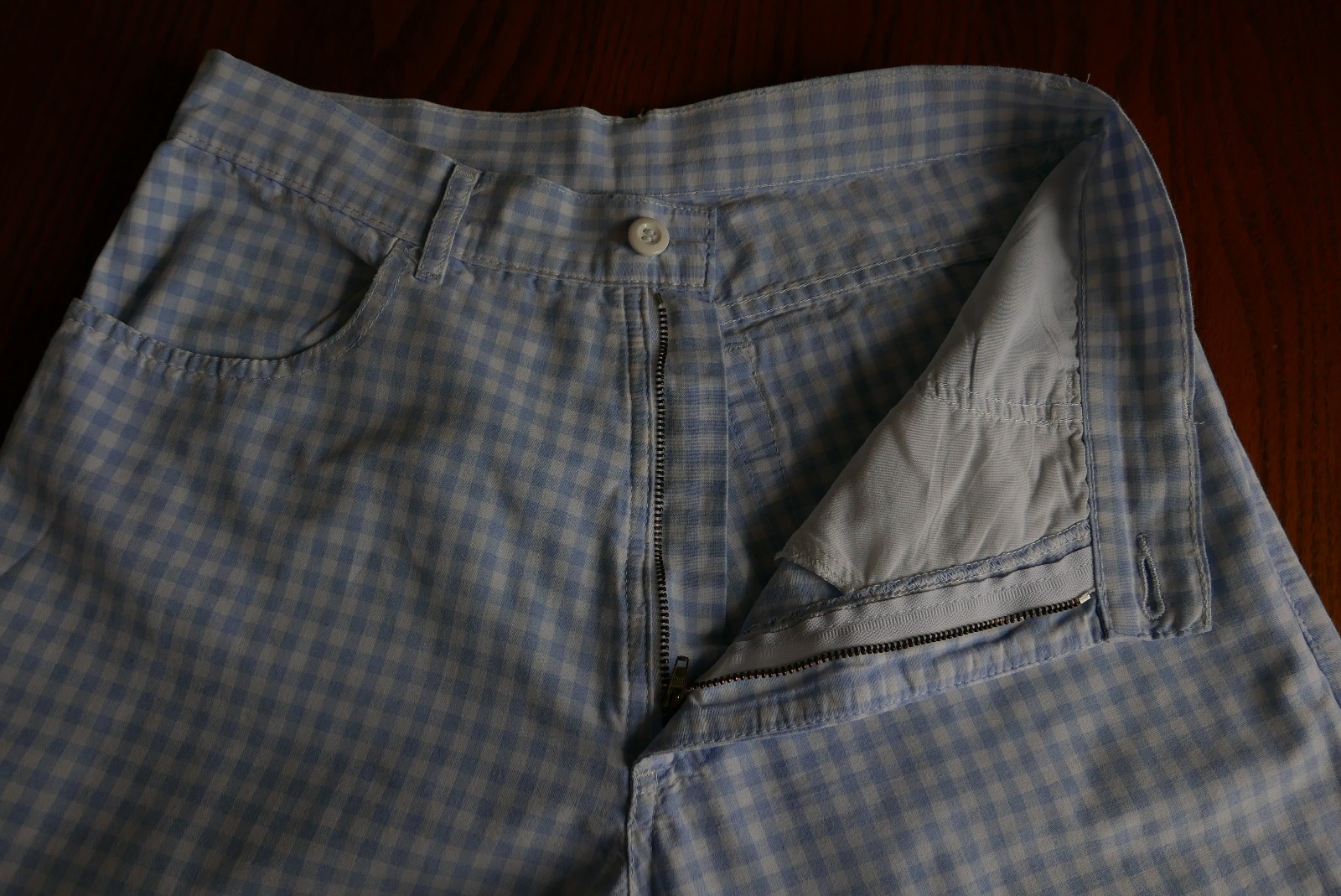 Vintage ‘90s Lee Cooper Women’s Chino Pants Blue & White Plaid 75% Cotton Size S