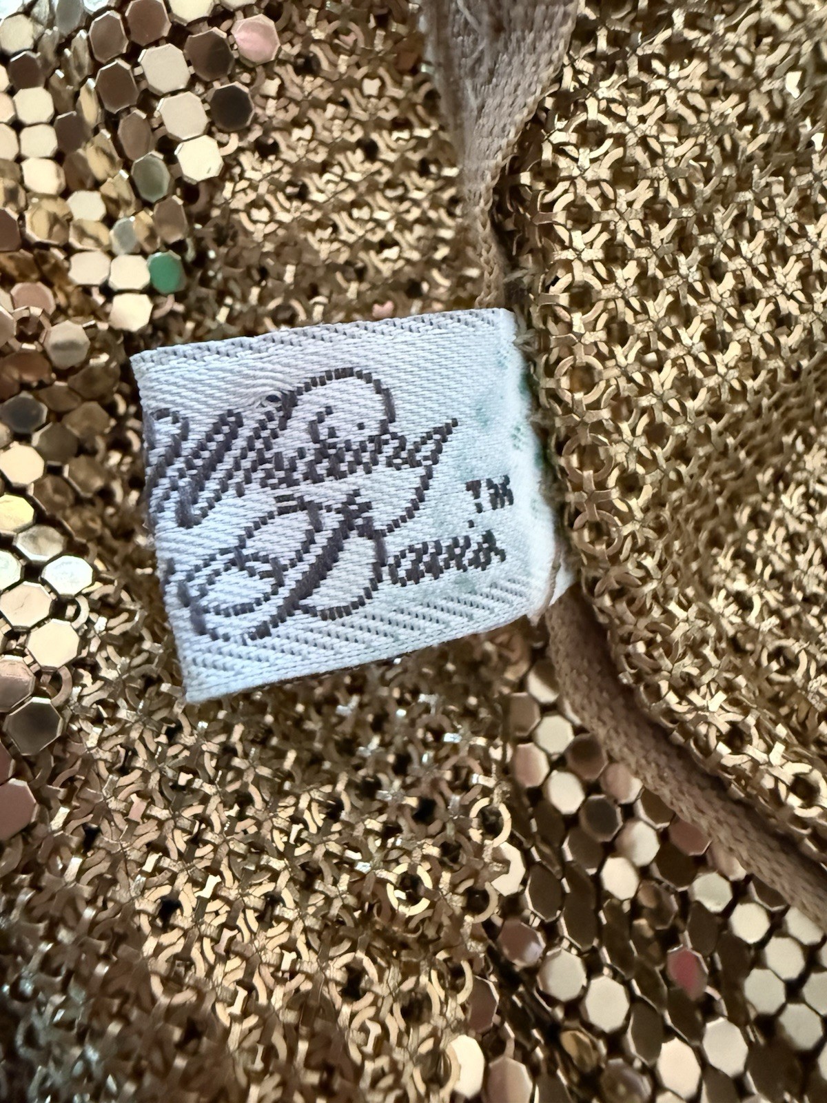 VTG Sexy Whiting & Davis Vintage Metal Mesh Gold Top Bag Liquid Chain Mail RARE