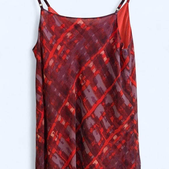 Y2K Abstract Artsy Cabi Red Burgundy Geometric Slip Cami Size L