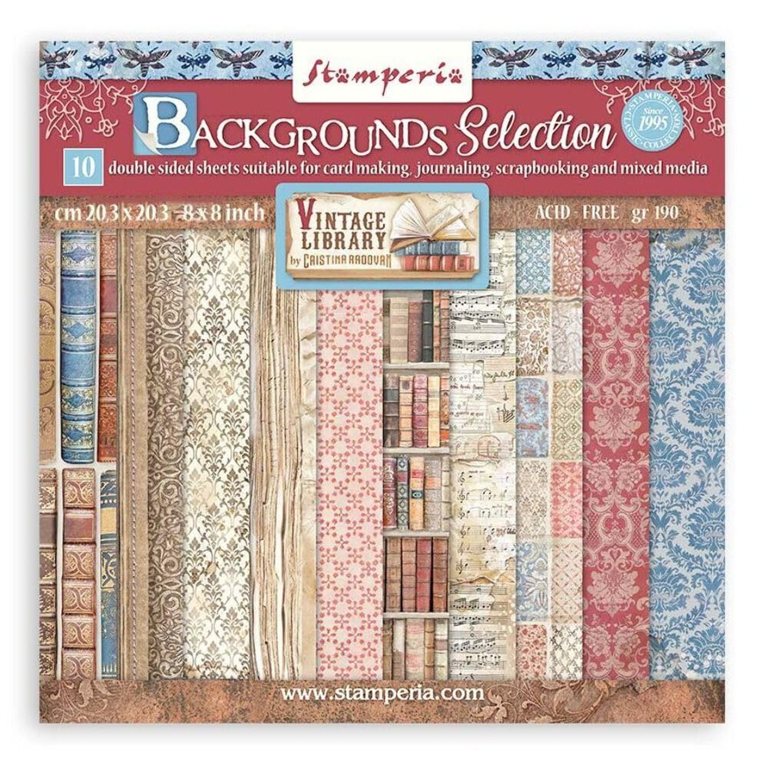 Stamperia Mini Scrapbooking Pad-Backgrounds Vintage Libary, Multicoloured, 8 …