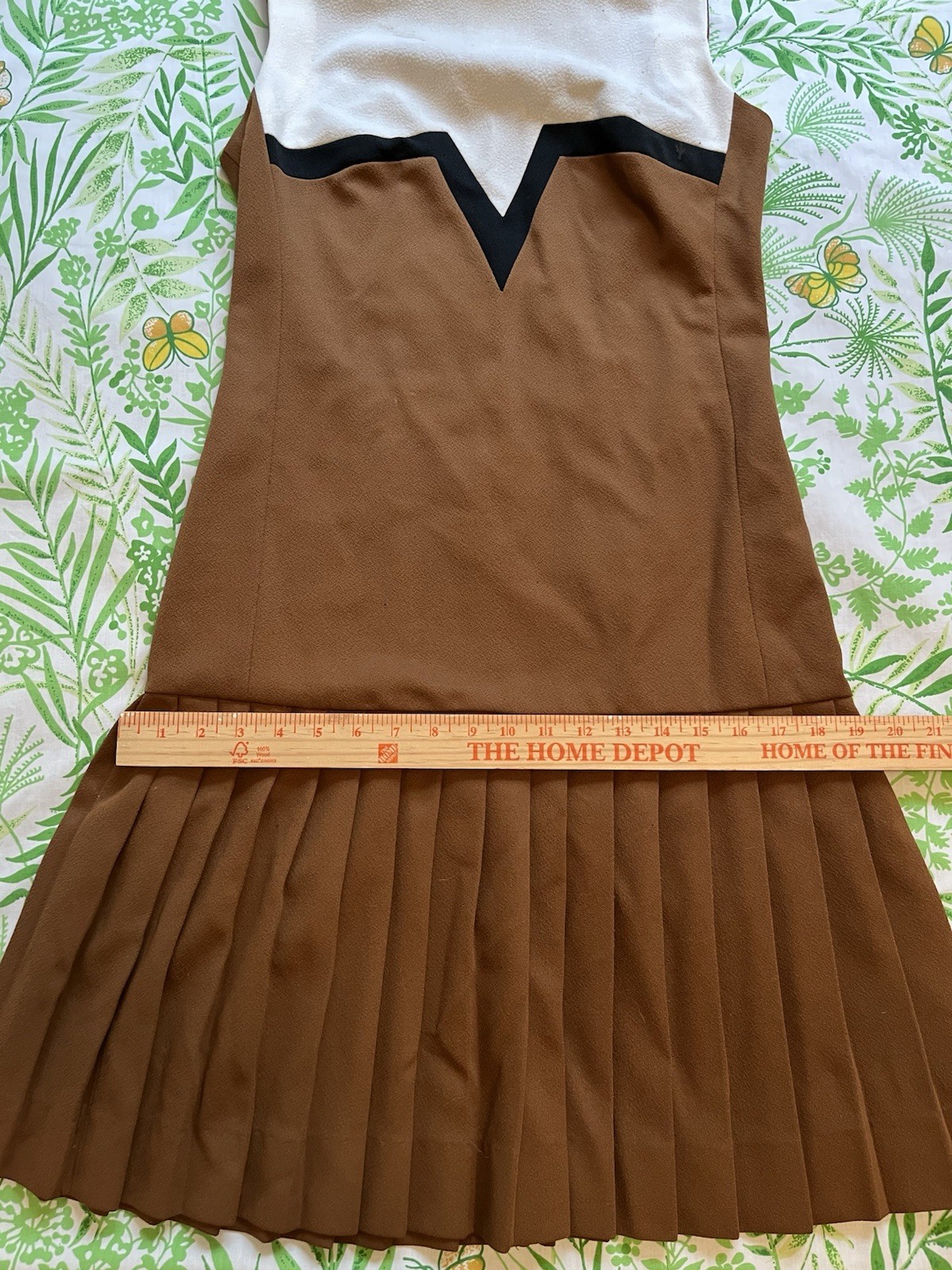 Vintage Empress Of Dallas Pleated Brown Cheerleader Sleeveless Dress, Medium