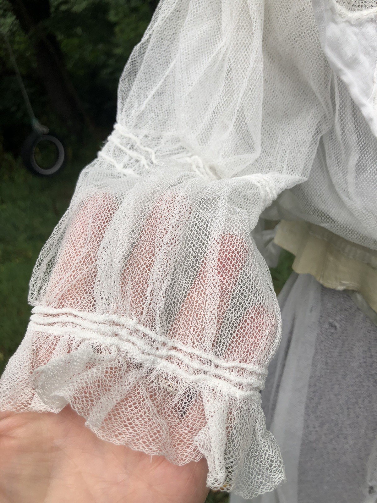 Vintage Edwardian Ethereal 1900’s Sheer Net Embroidery Bodice Skirt B 34” W 28”