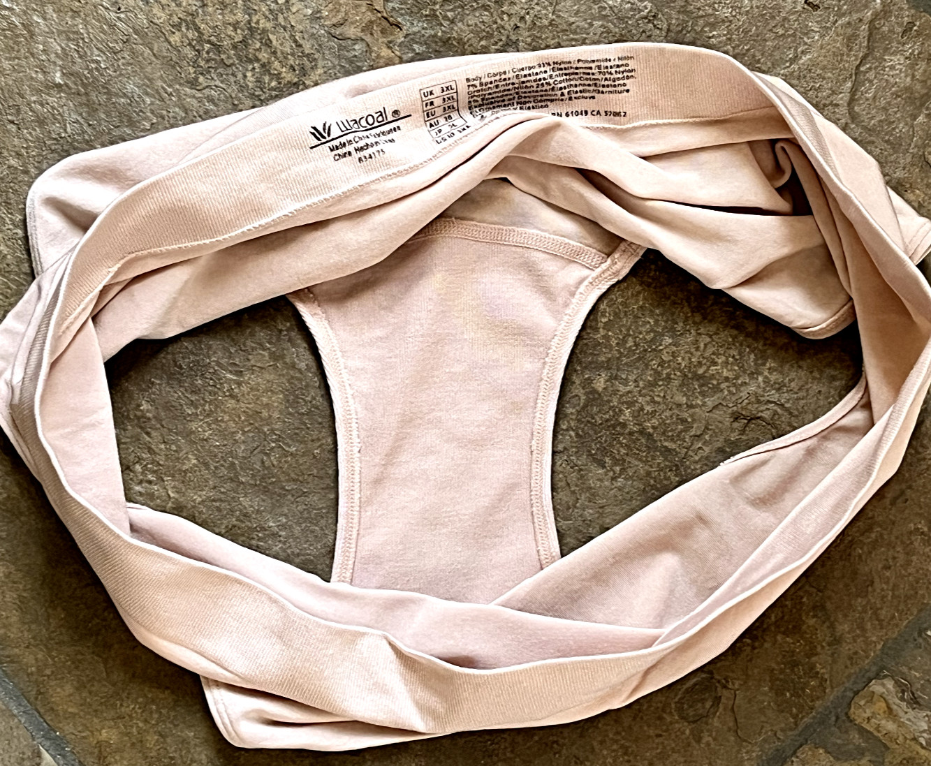 225 WACOAL Sz 3XL Nude B Smooth Ruched Nylon Blend Hi Cut Brief Panty #834175