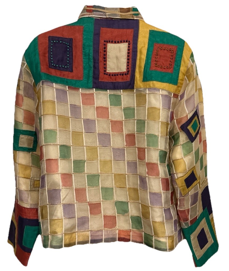 Vtg Anage jacket Women’s Sz XL 100% Silk w/ Rayon Multicolor RN99661 India