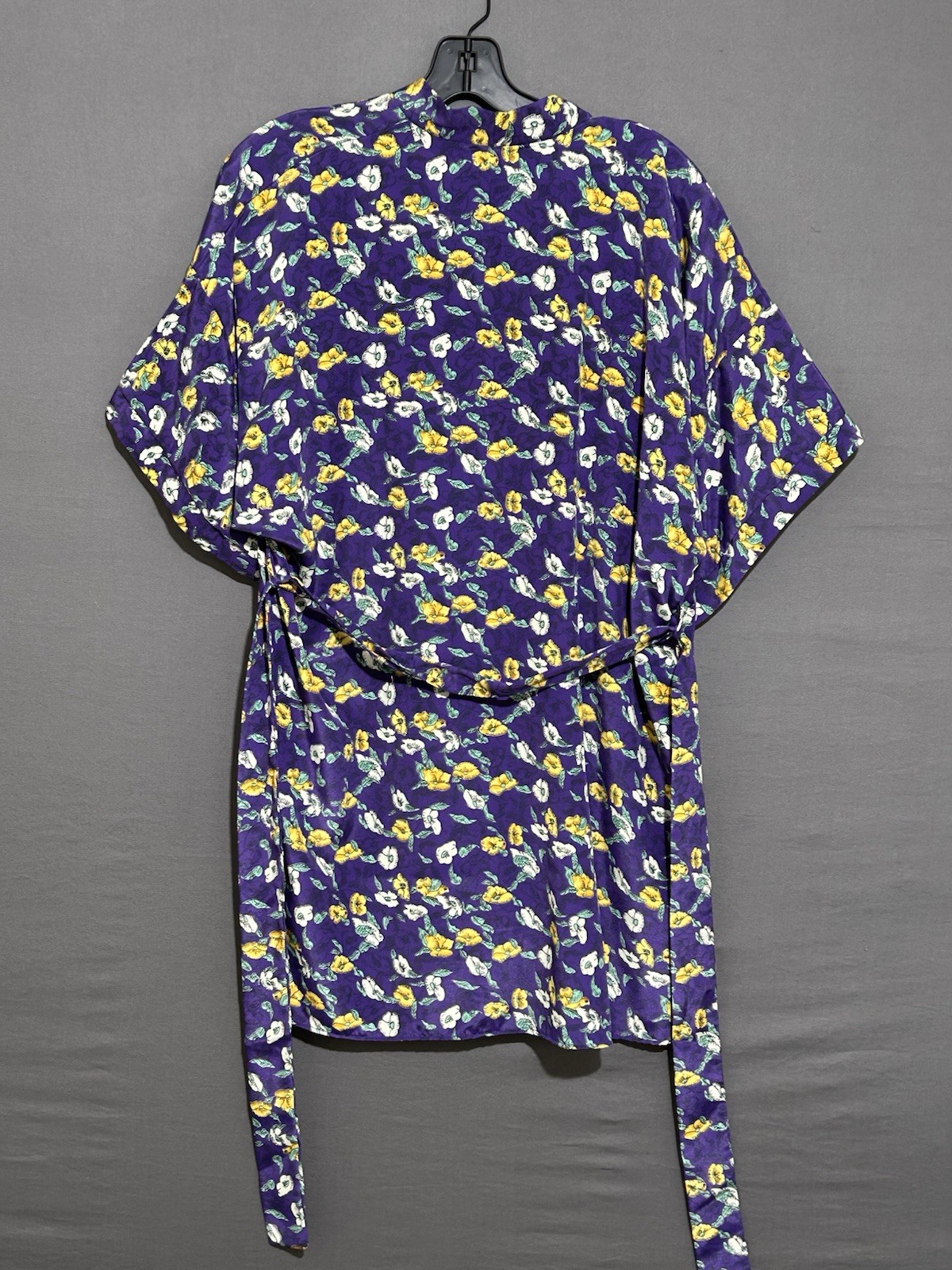 Lily Of France Vintage Kimono Robe Sz Small Purple W/ Floral Print