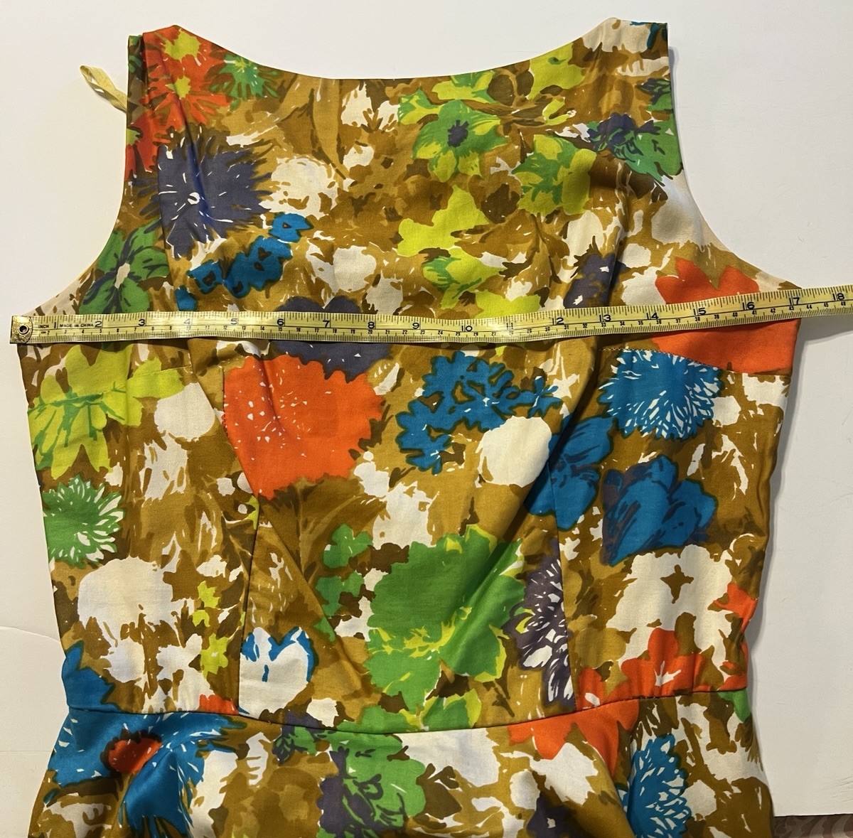 VTG 50s 60s Jay Herbert Bold Vibrant Floral Flower Power Full Circle Dress XS S