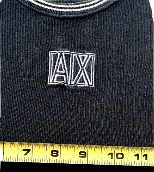 Vintage 90s Armani Exchange T-Shirt black white Tank Top sewn block AX logo L