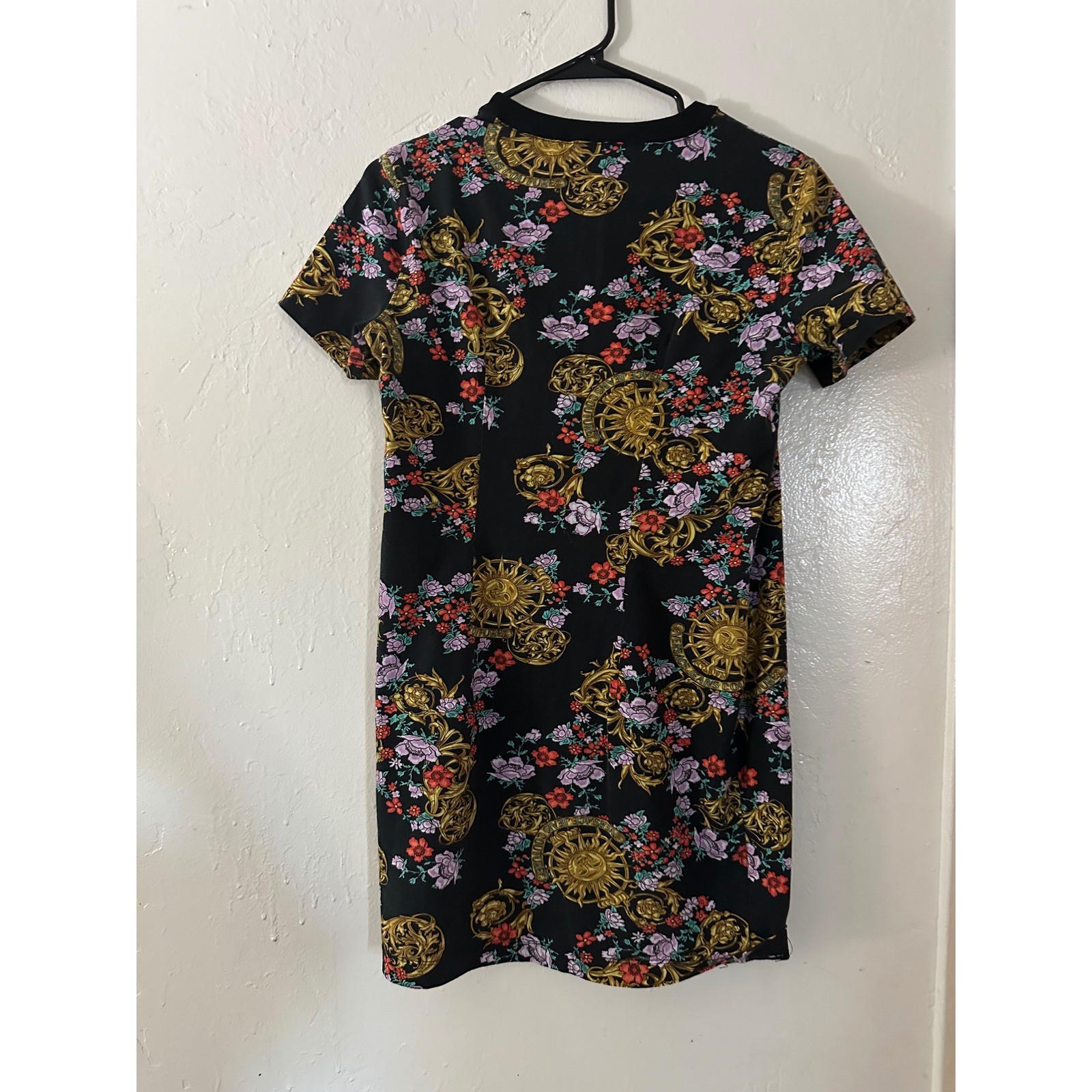 Versace Jeans Couture Sunflower Baroque Floral T-Shirt Dress – Tailored Mini
