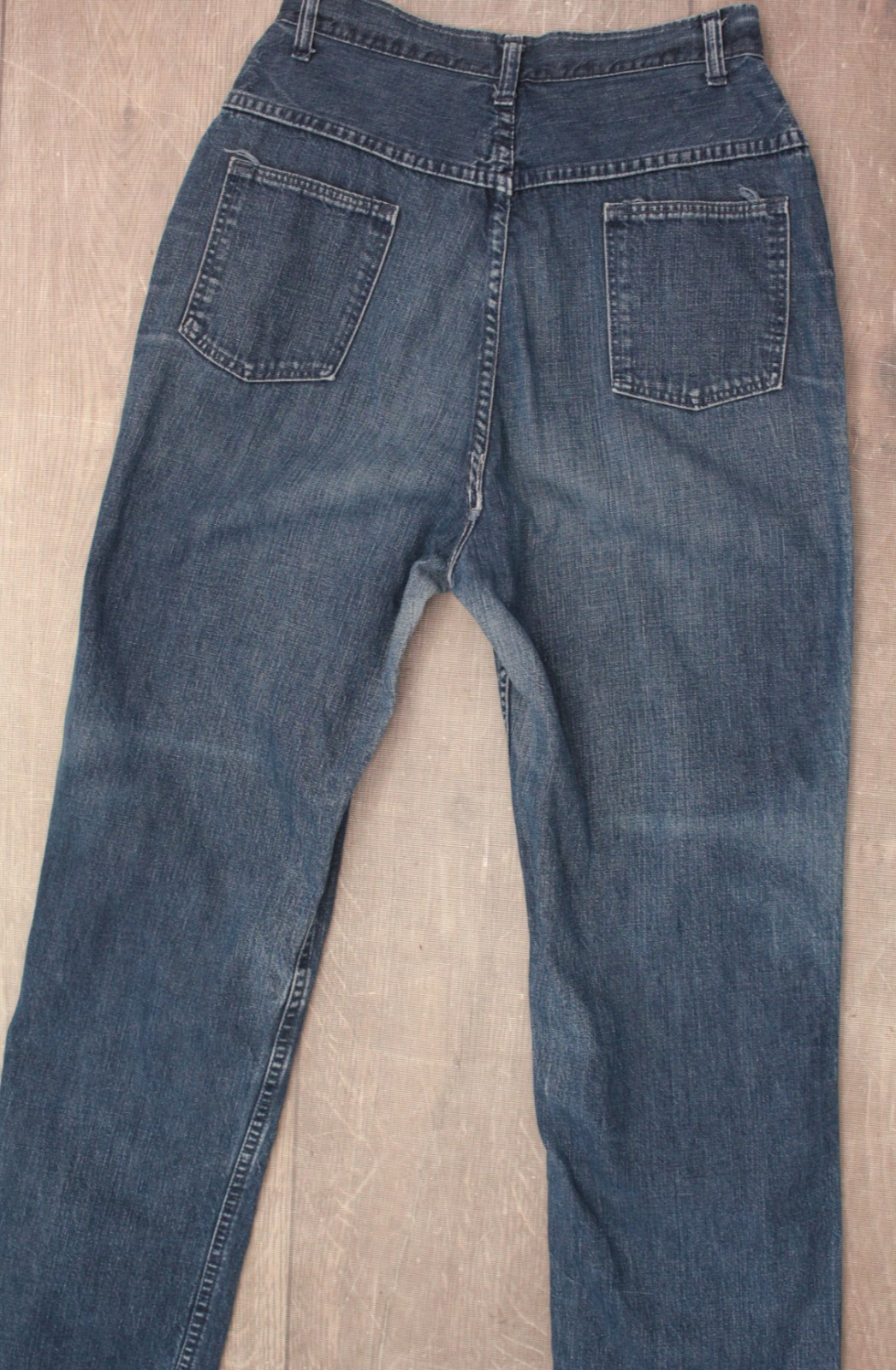 VTG Women’s 60s Blue Denim High Waist Straight Leg Jeans Sz 27″ 1960s