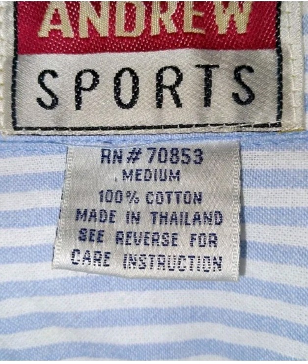 Vtg 80s Glam Maximalism Andrew Sport Pearl & Sequin Blue Cotton Stripe Shirt M