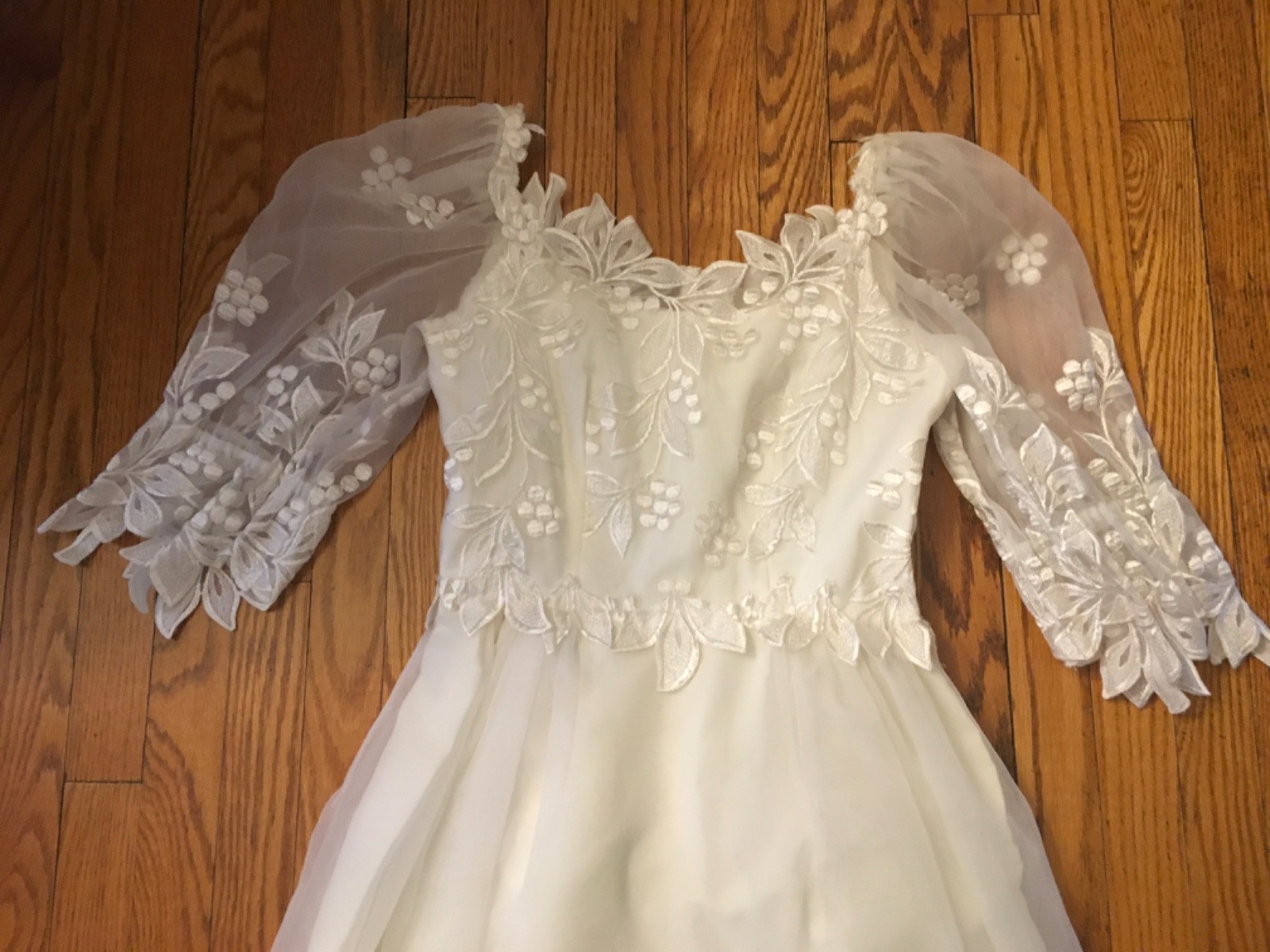 VTG Late 70’s-1980s House of Bianchi Tea Length Bridal Dress XS S 4 lined