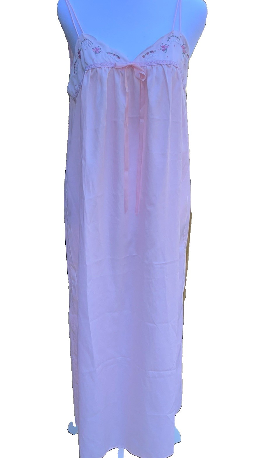 Vtg Nightgown Barbizon Boutique Sara Beth Robe Set Glossy Pink Tiny Roses M L 38