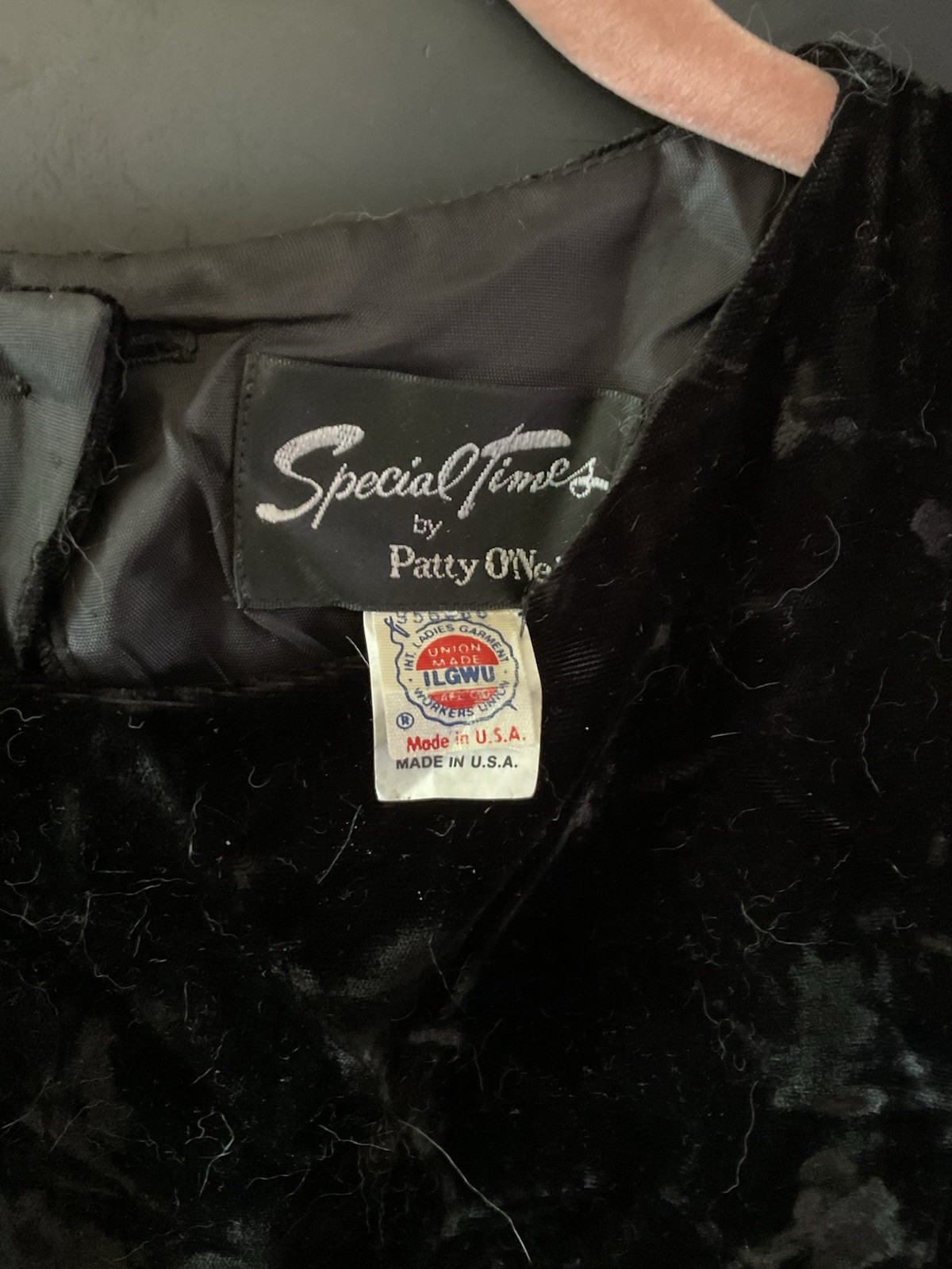 Patty O’Neil Vintage Black Velvet Gray Taffeta Prom Dress Ruched Waist Sz 11/12