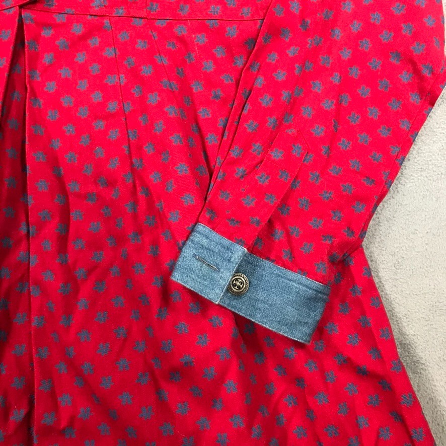 Vintage Susan Bristol Dress Womens 8 Floral Denim Trim Western Farm Prairie 90s