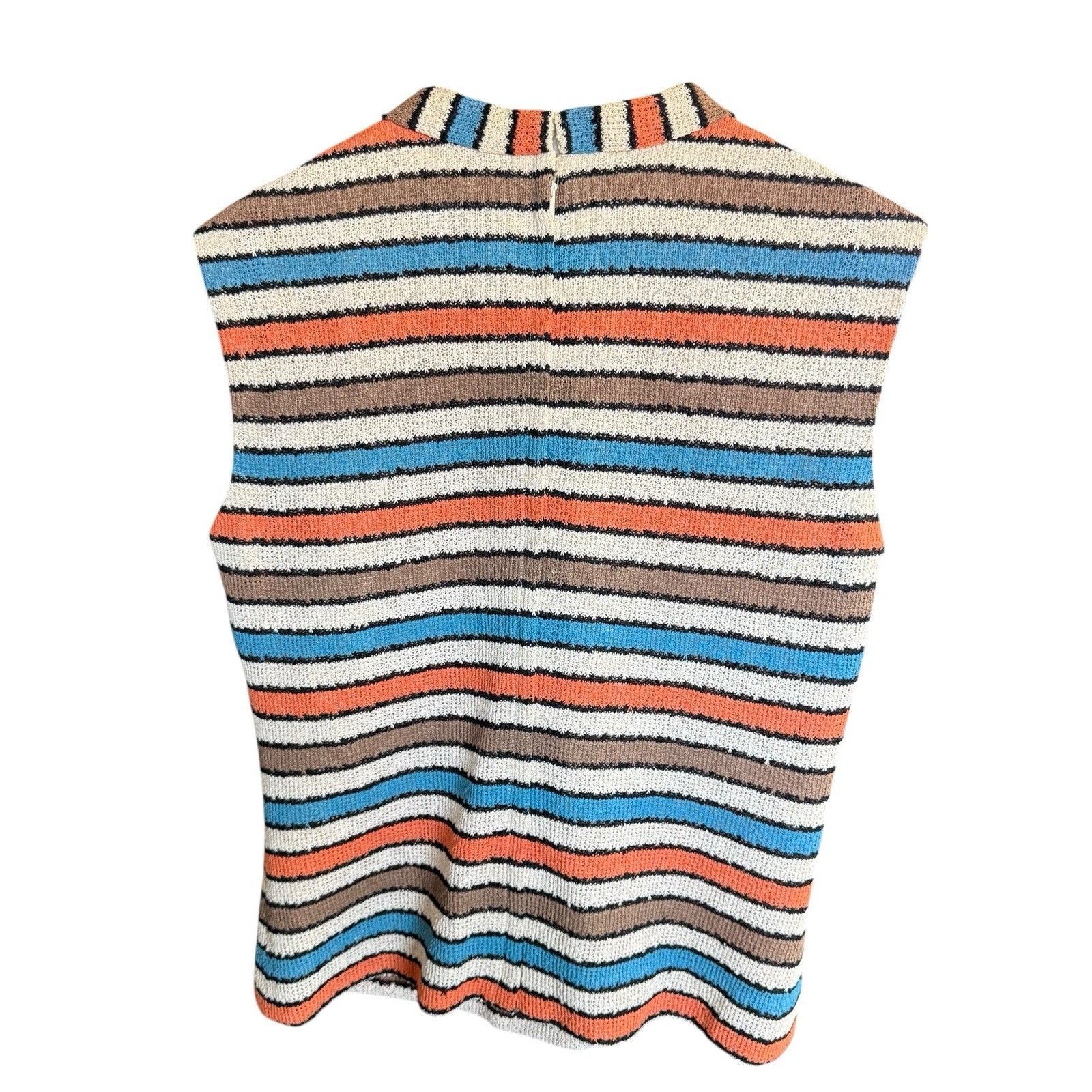 Vtg 60s Mod Striped Top Irish Linen Sleeveless Retro 14 (medium) Back Zipper
