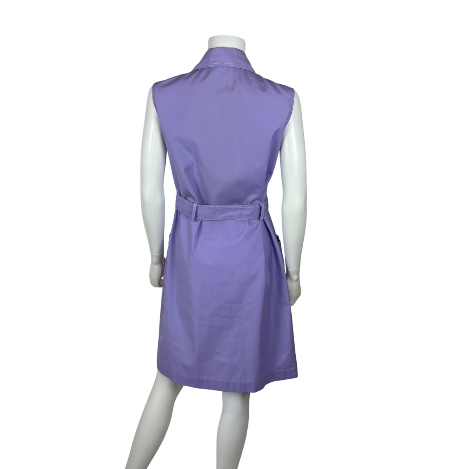 Vintage 70s Lavender Dress Womens S Mini Dagger Collar Waitress Canvas