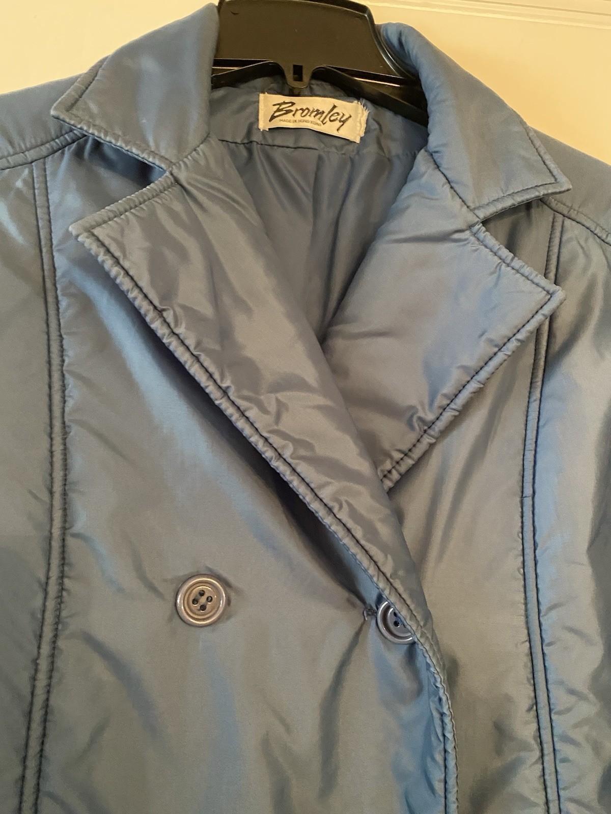 Vintage Bromley – Blue Double Breasted Soft Shell Long Winter Coat Size 8 M 80’s