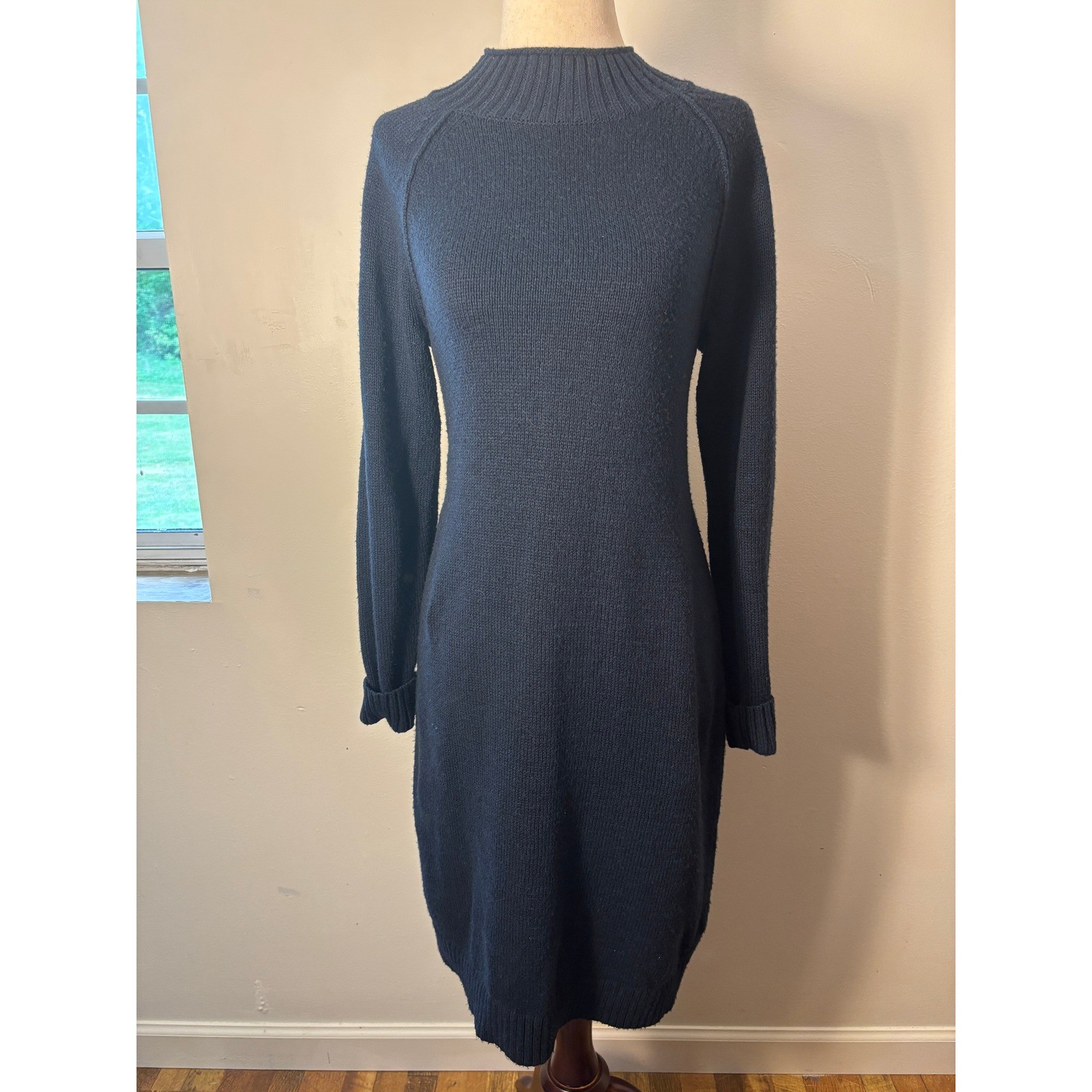 Vintage Banana Republic Sweater Dress Navy Mock Neck Knit Bodycon Small
