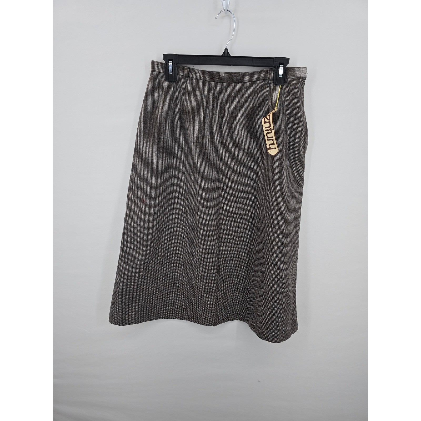 Vintage Century of Boston Wool Blend Houndstooth A-Line Skirt Brown Size 14 NWT