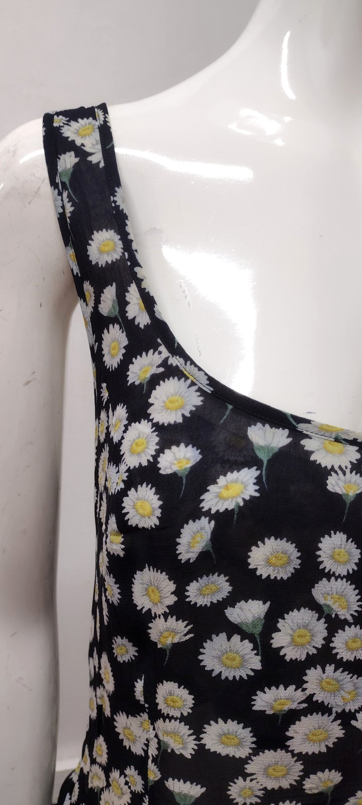 Escada Sport 1990s Daisies Sheer Sundress Grunge Cross Backless ITALY 36 Medium
