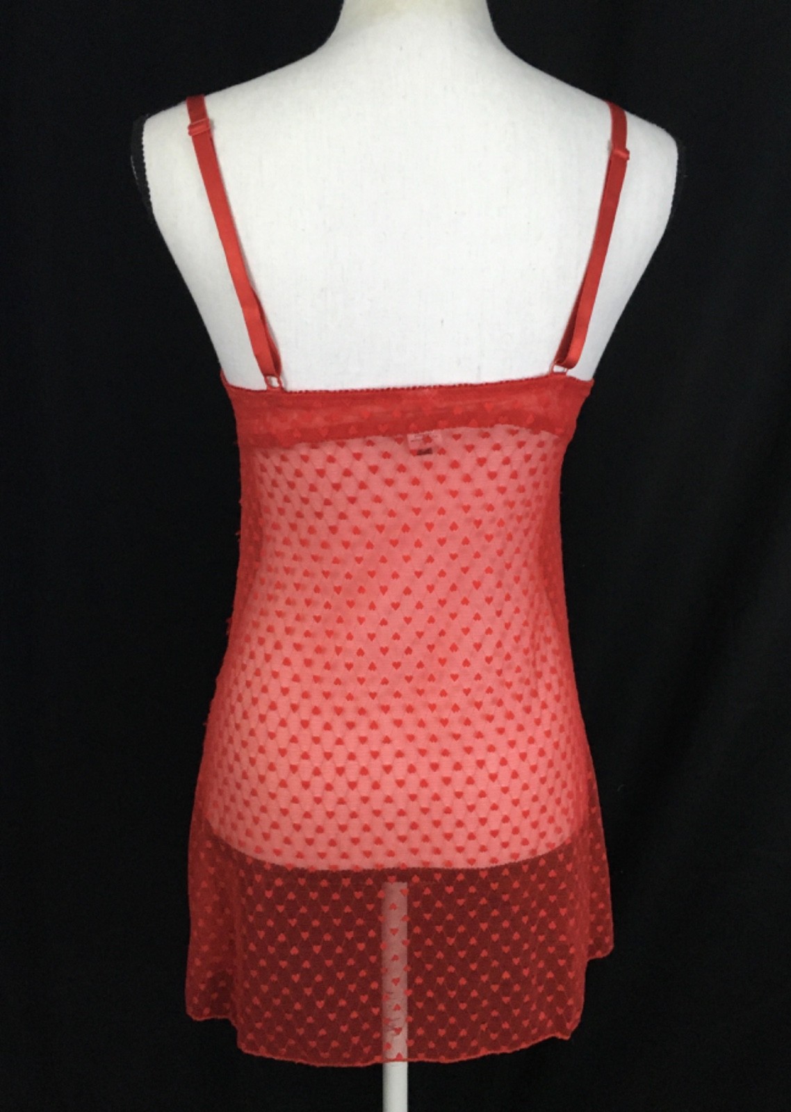 Rampage, Red lacy, sheer, shorty nighty with bra, L, chest, (6893)