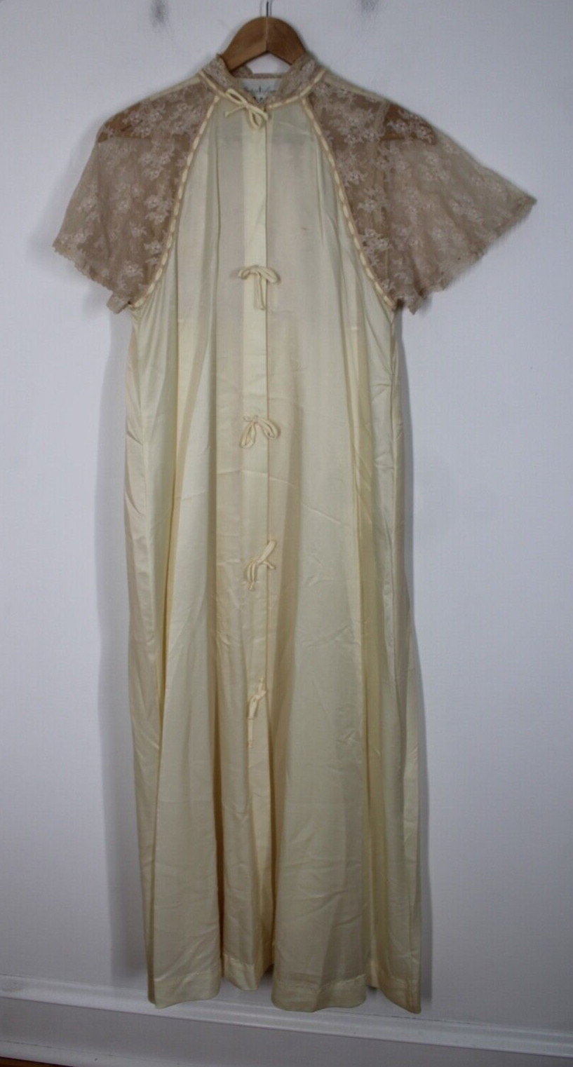 Vtg Corhan Noumair P Ivory Nightgown Robe House Dress 2-Piece Set