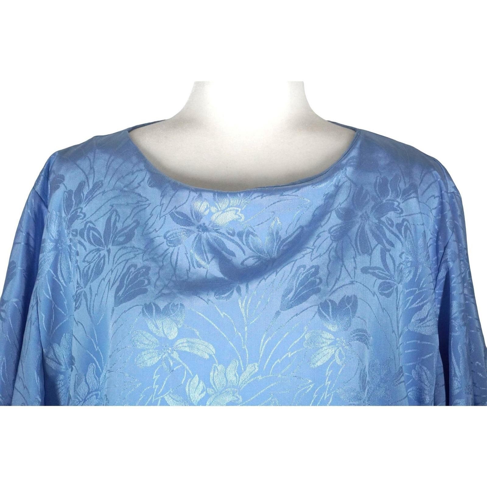 Charlee Allison Maxi Dress Women 24 Blue Vintage Floral Jacquard Drop Waist Cape