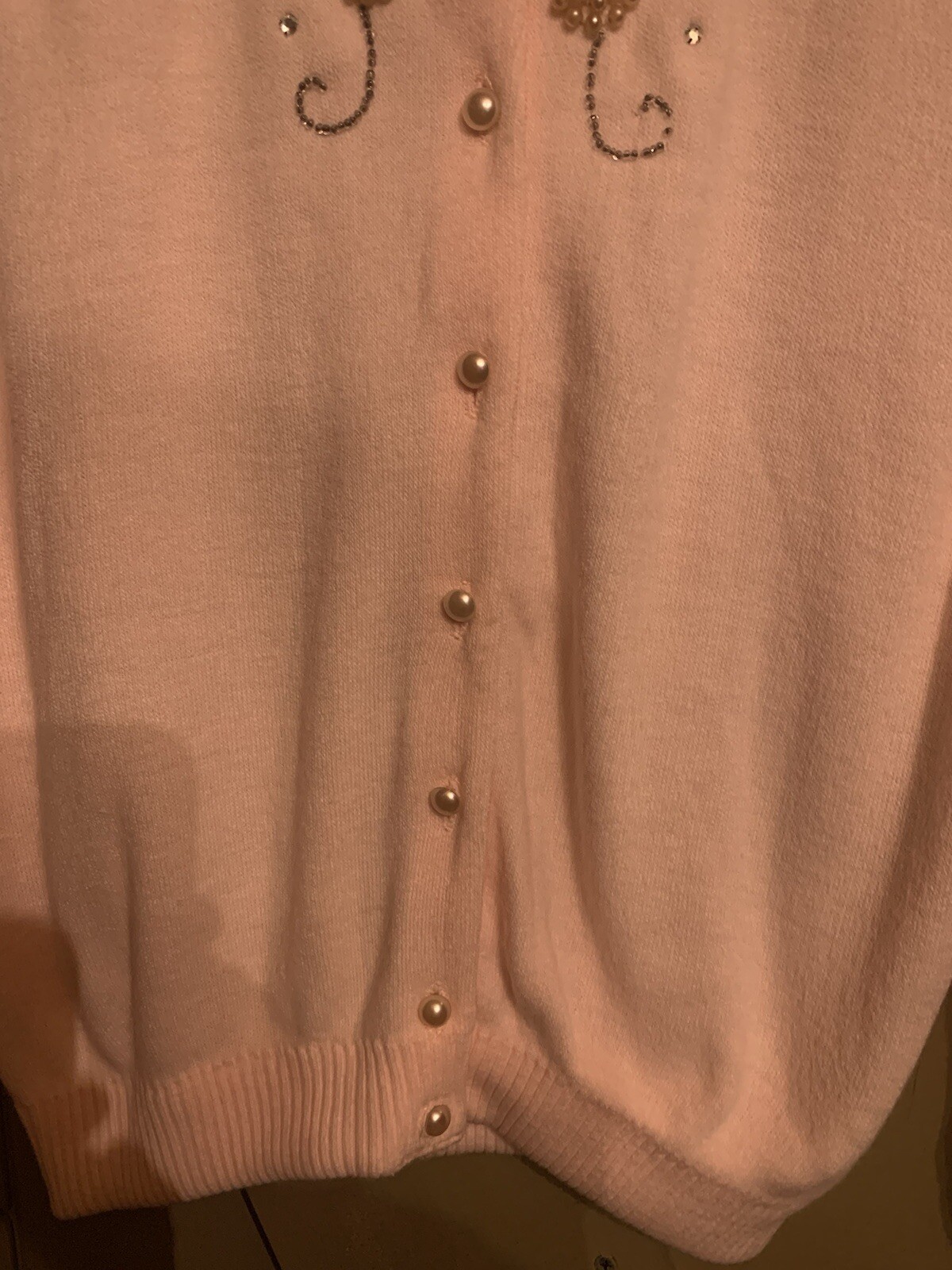 Vintage A Sara Mya By Meco 100% Turbo Orlon 1950’s Pink Embroidered Sweater