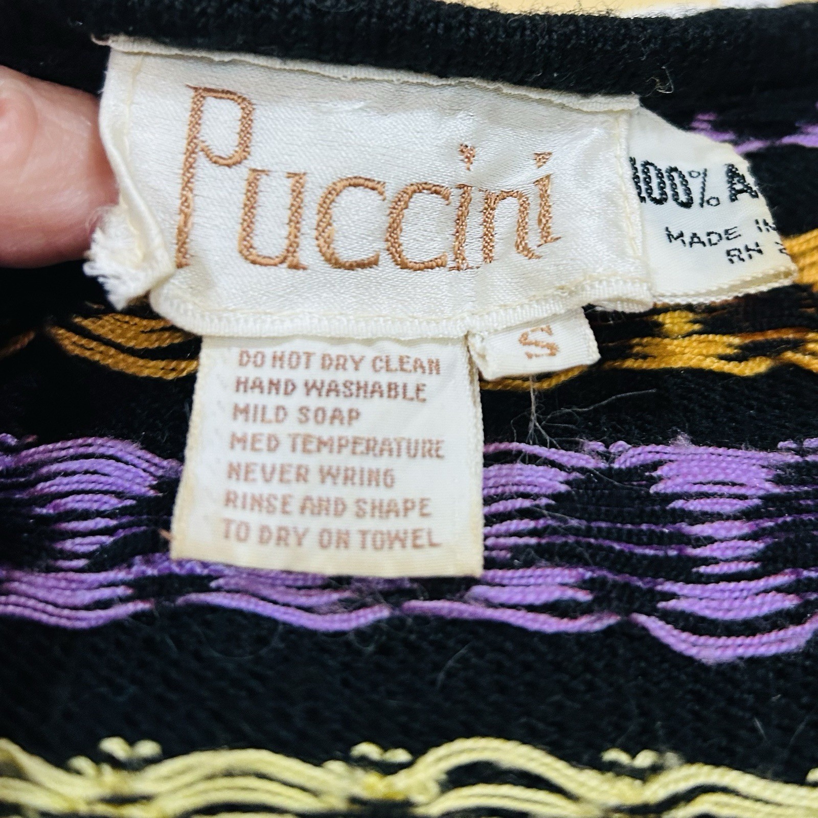 VTG 70s 80s Puccini Womens Sleeveless V Neck Sweater Vest Sm Black Banded Waist