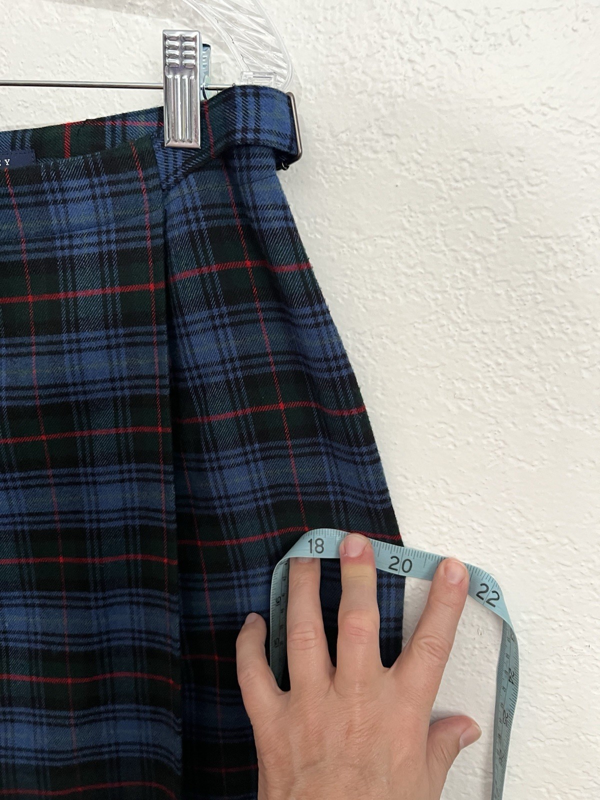 Crazy Horse Plaid Blue Red Tartan Midi Skirt Buckle Lined Highlander 12