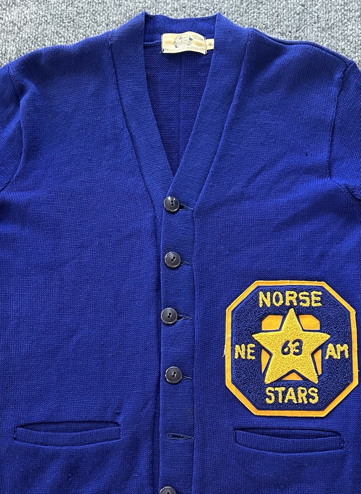 VTG 60s New Era Letterman Cardigan Sweater Norse Stars Chicago Knitting Mills