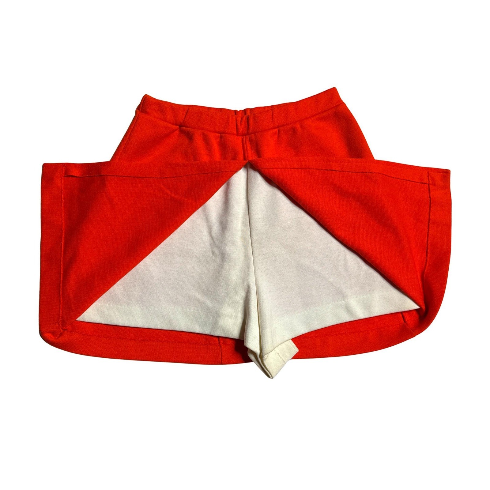 Vtg XS Aileen Brand Red Orange Skort split front white shorts mini XS micro