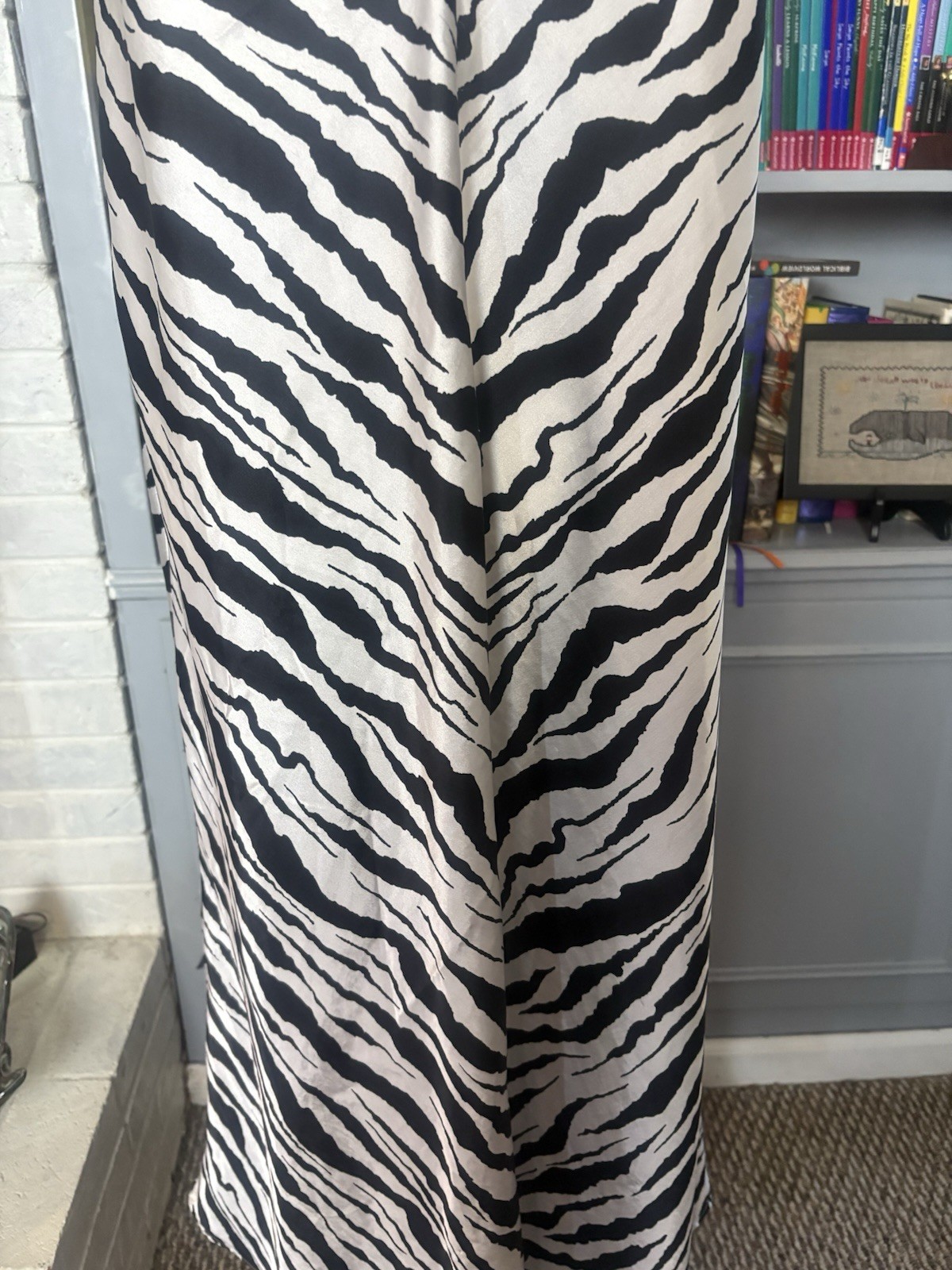 Vintage 1980s Bob Mackie Black & White Tiger Print Slip Dress Size Small