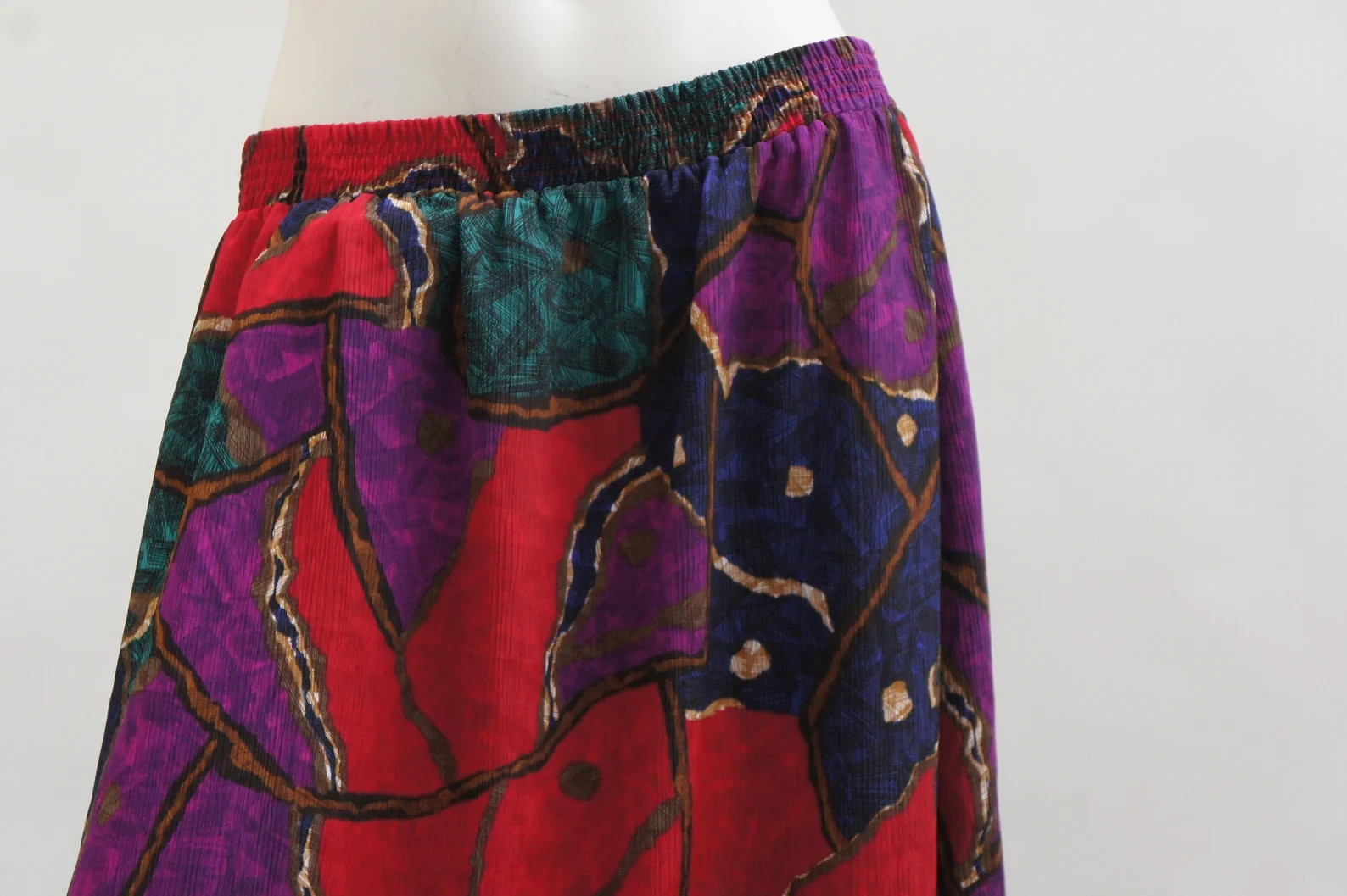 Vintage 80s Colorful Abstract Print Midi Skirt By Joyce Retro Boho
