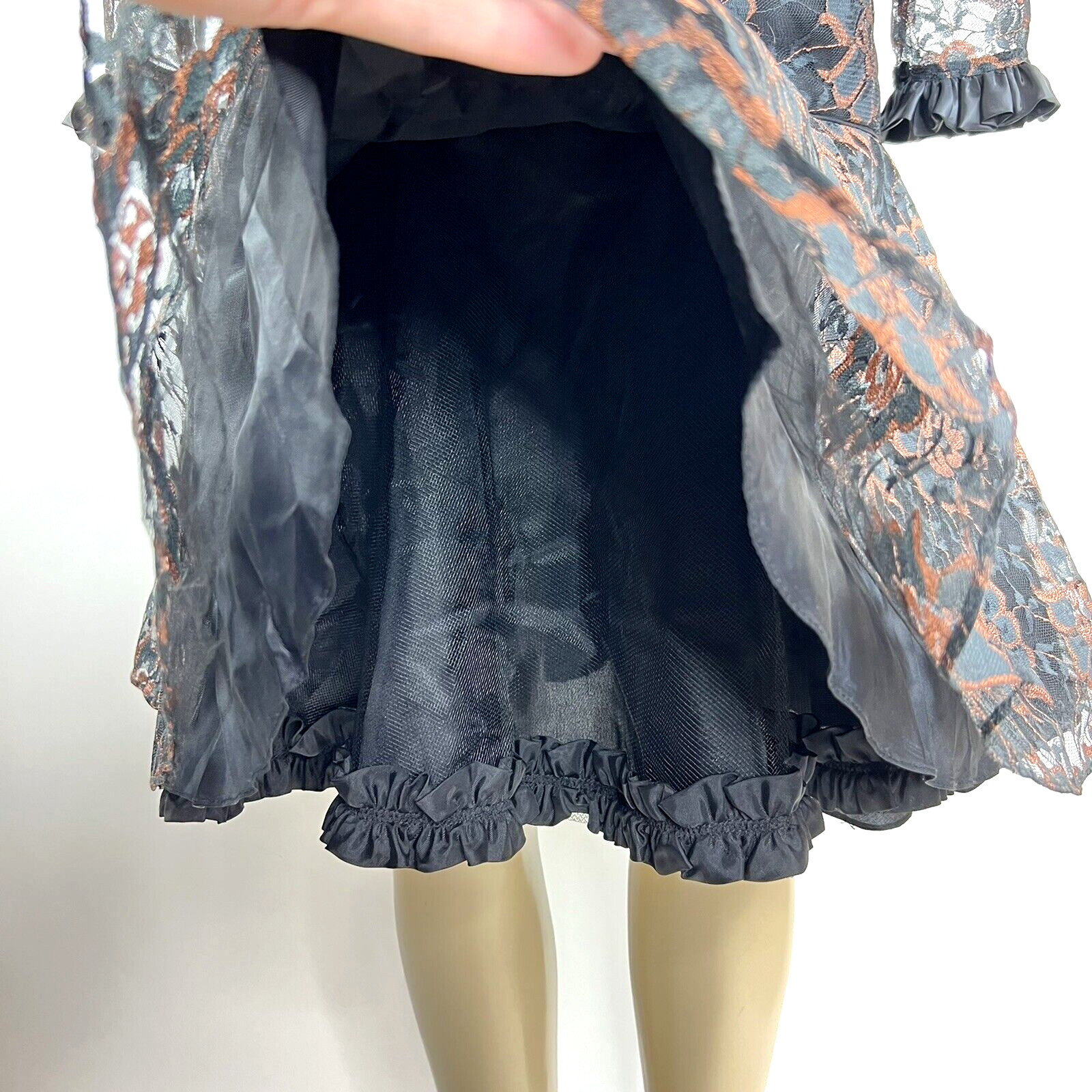 1980s Cocktail Dress Vintage Size 8 Black Lace Mermaid Glam Prom Drop Waist 80s