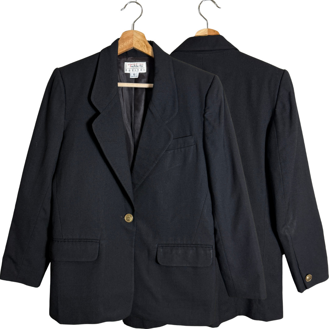 Vintage Talbots Blazer Jacket Women’s 6 Black Career Formal Interview Corporate