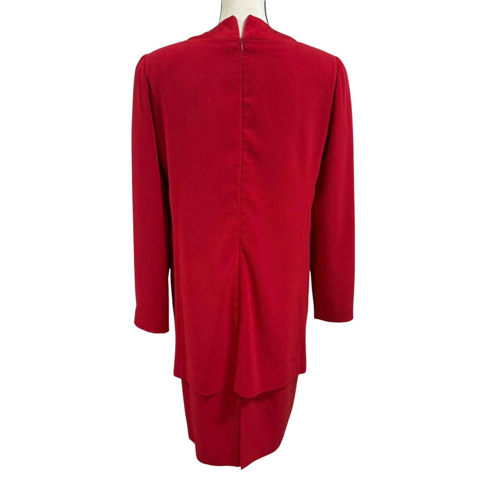 VTG 80s Evan Picone Red Long Sleeve Dress with Gold Buttons Size 10