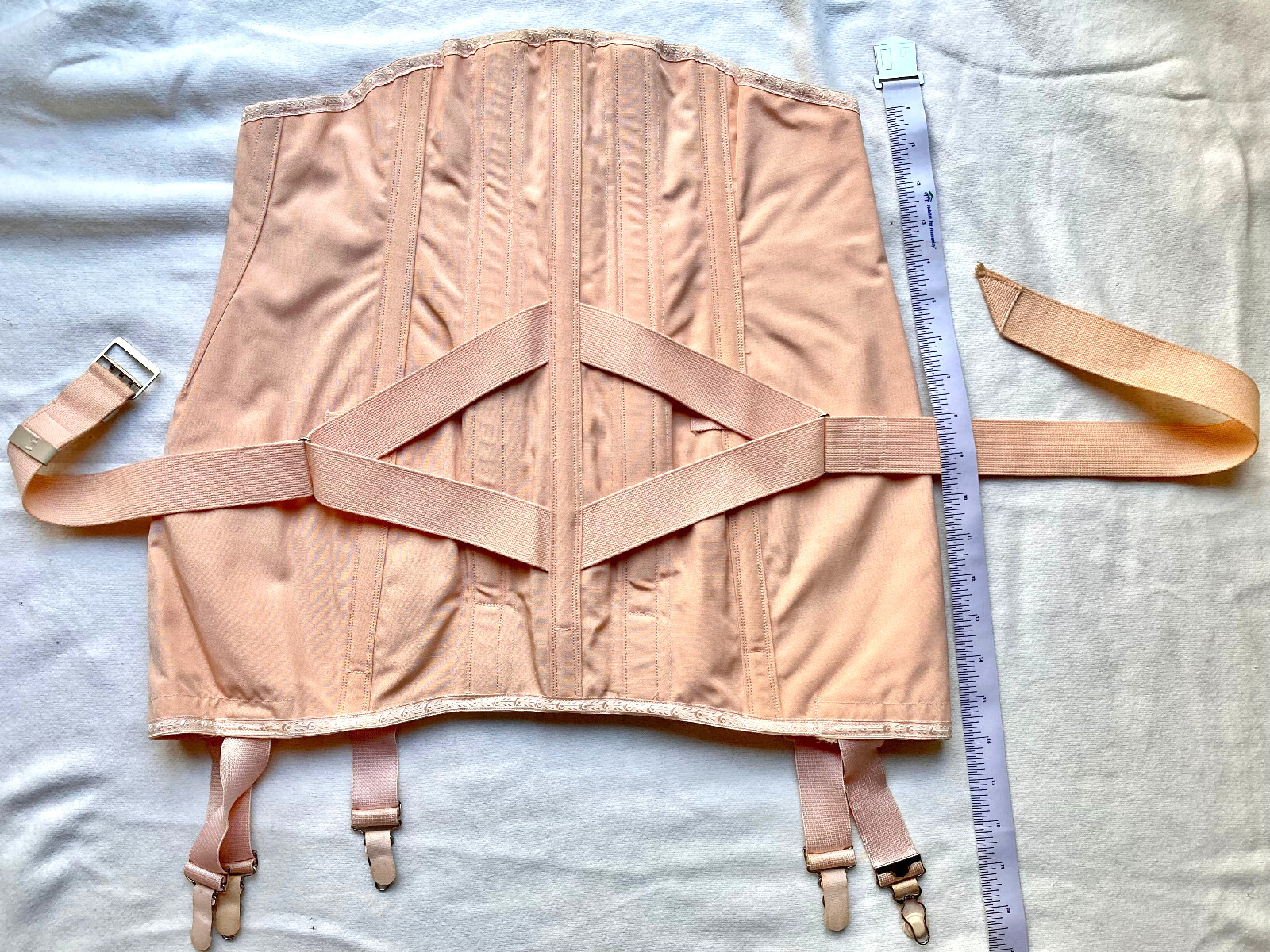 Vintage Corset Girdle Lumbar Surgical Spinal Support Orthopedic 6 Brace Garters