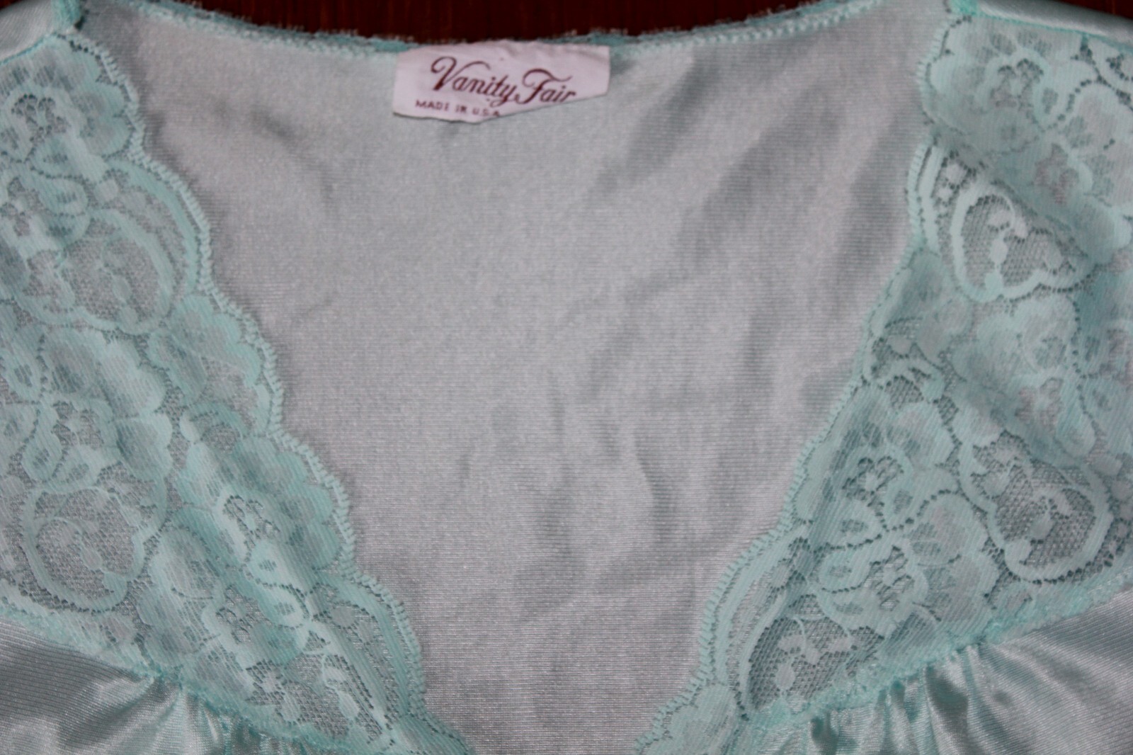 Vanity Fair nightgown house coat blue button lace nylon vintage ladies large