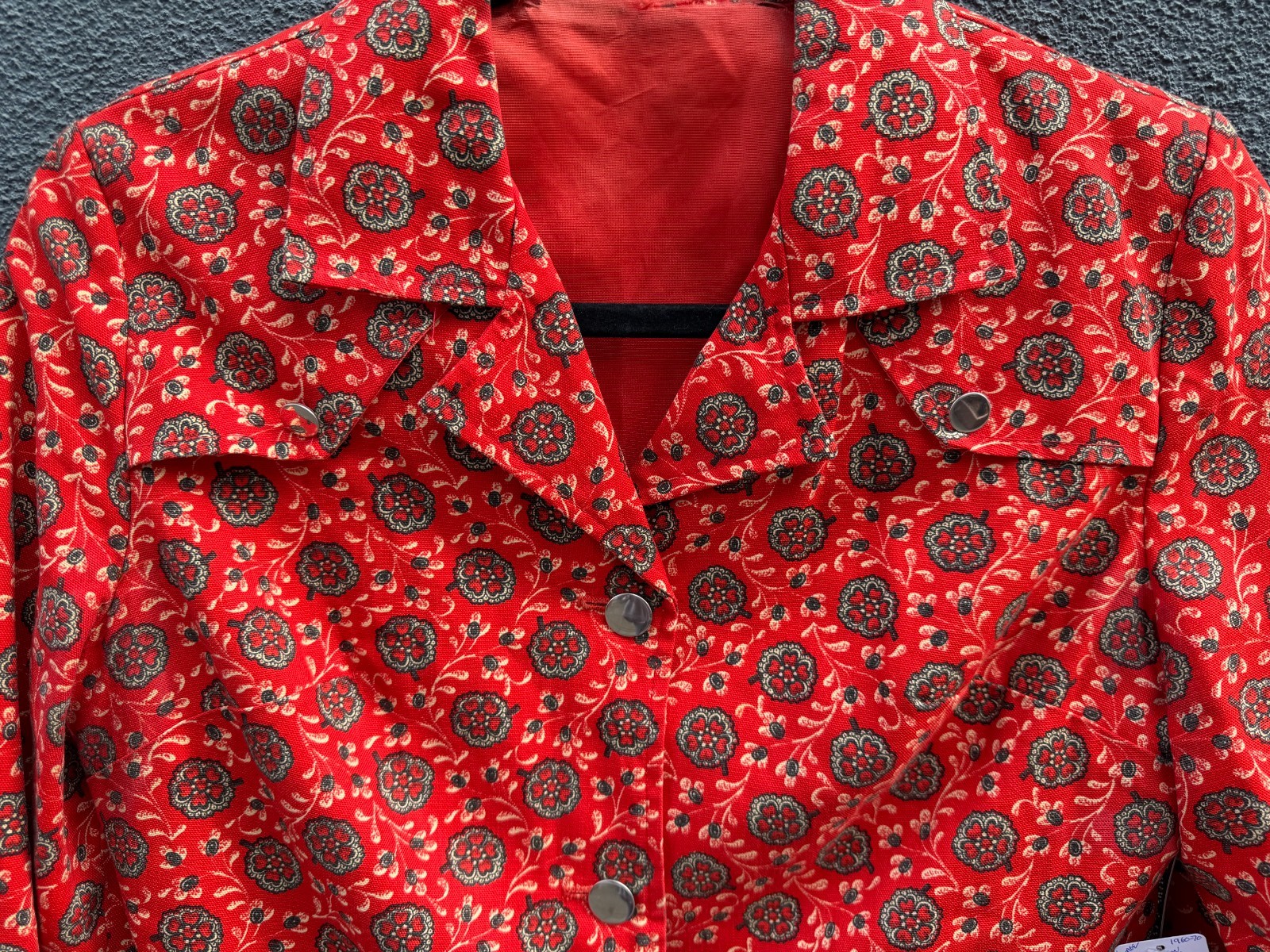 Vintage Red Boho Y2K Print Medallion Jacket Womens Regular Medium Cotton Vintage