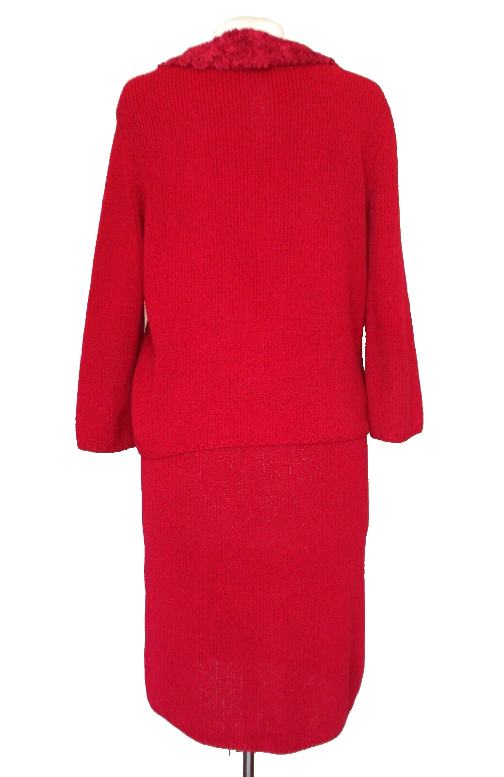 Vintage St John Knits 3 Piece Suit Red Wool Blend S/M Women Early 1970s