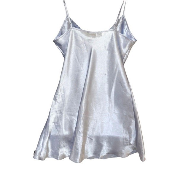 Stunning 90s vintage Jones New York icy blue embroidered mini slip dress M