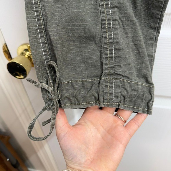 Vintage Bongo gray green cargo tie y2k cropped pocket cotton stretch capri pants