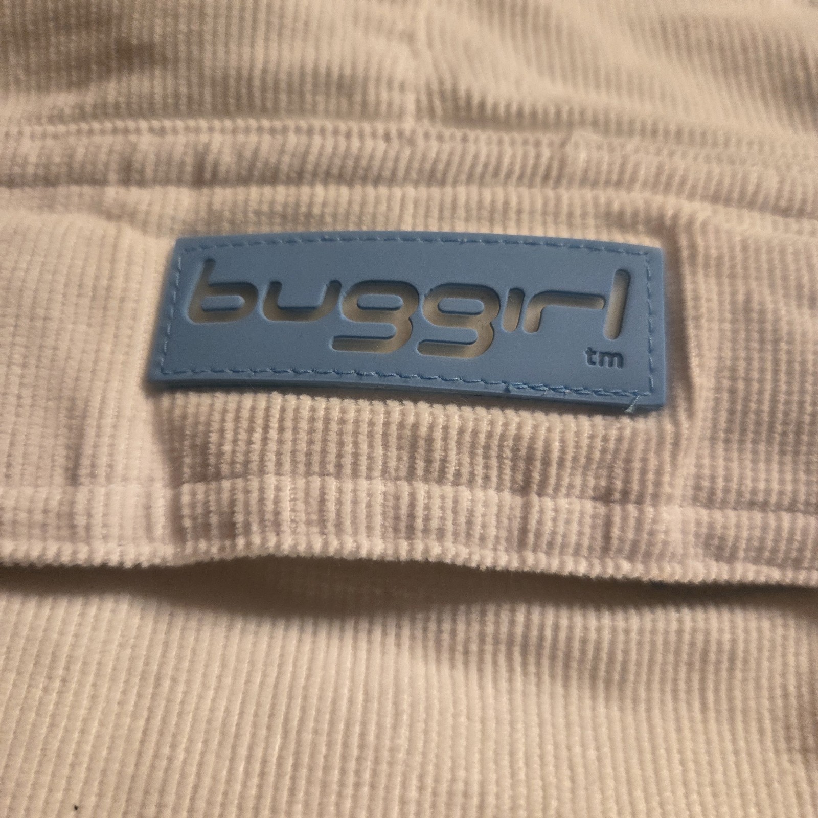 Vintage 90s Y2K Buggirl White/Blue Cords Baggy Wide Leg Pants Skater Rave Sz L