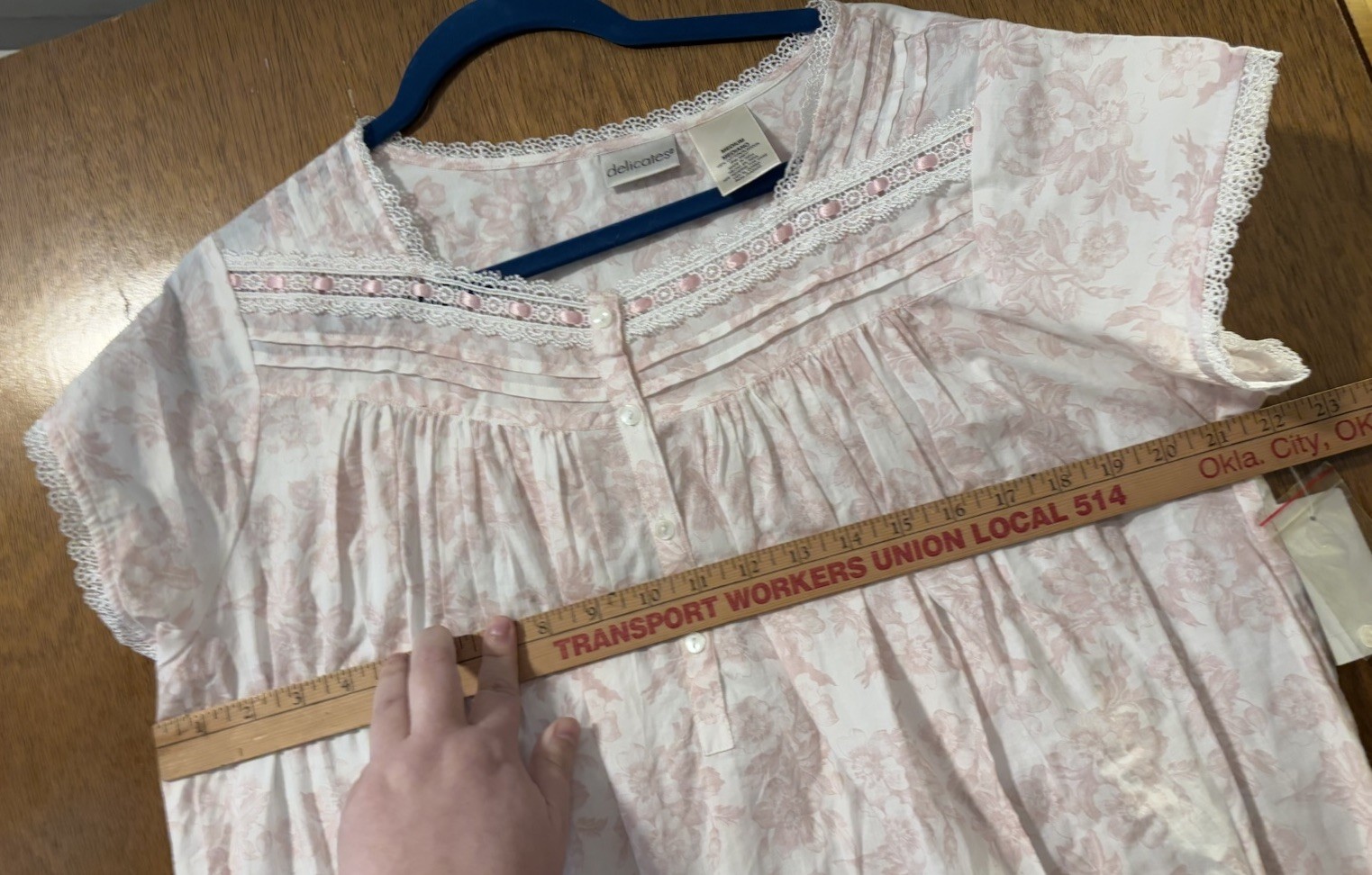 NOS Vtg Jc Penneys Delicates Night Gown Mumu Size Medium Pink Floral 100% Cotton