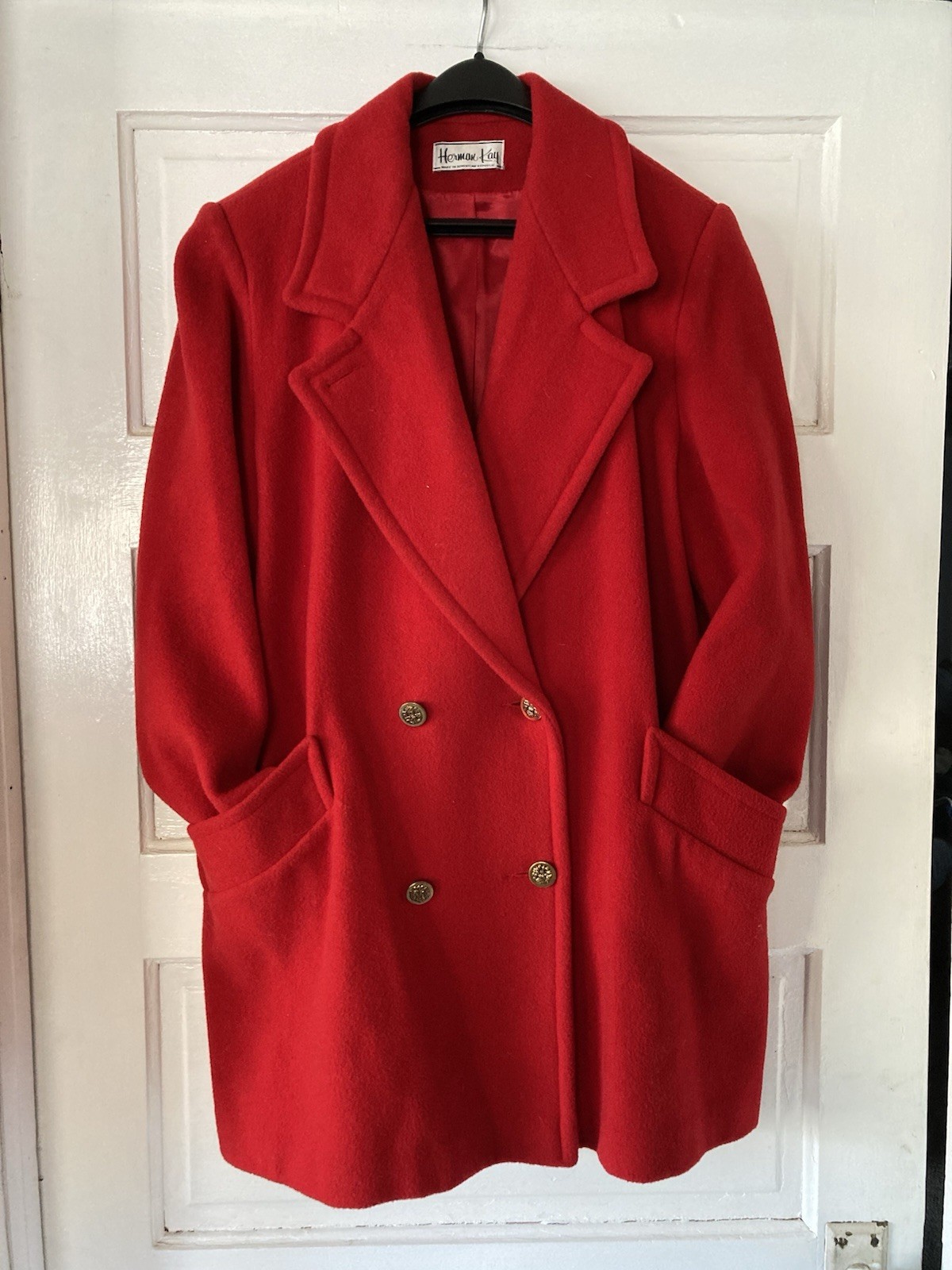 Vintage Herman Kay Red Wool Blend Overcoat Women’s Size L/XL
